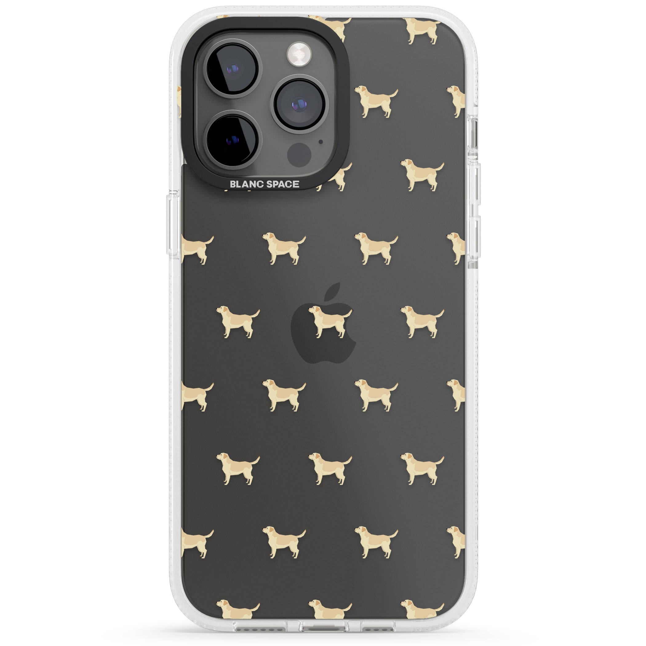 Tan Labrador Dog Pattern Clear iPhone 15 Pro Max / 15 Pro / 14 Pro Max / 14 Pro / 13 Pro Clear Case Impact Air - Blanc Space