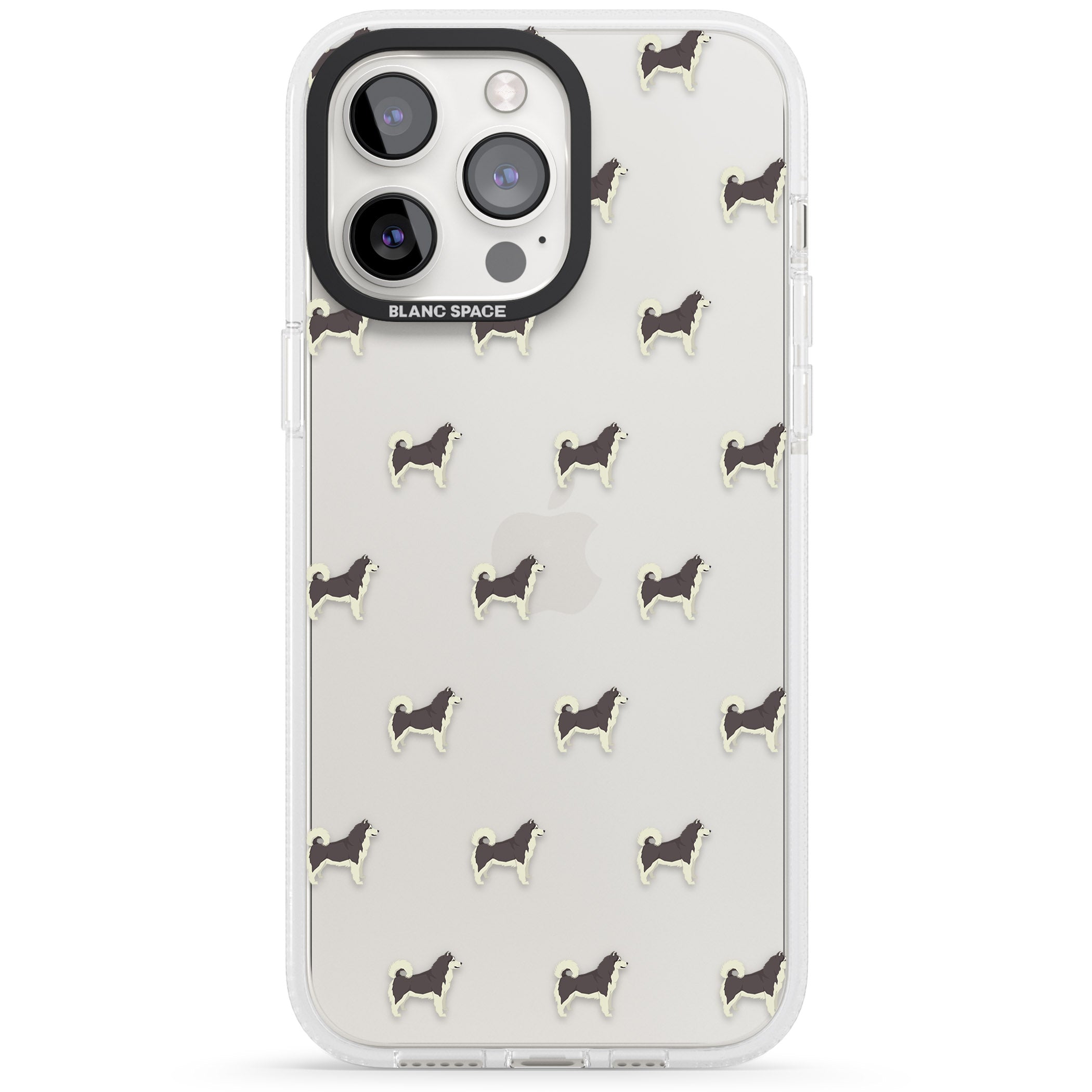 Alaskan Malamute Dog Pattern Clear iPhone 15 Pro Max / 15 Pro / 14 Pro Max / 14 Pro / 13 Pro Clear Case Impact Air - Blanc Space