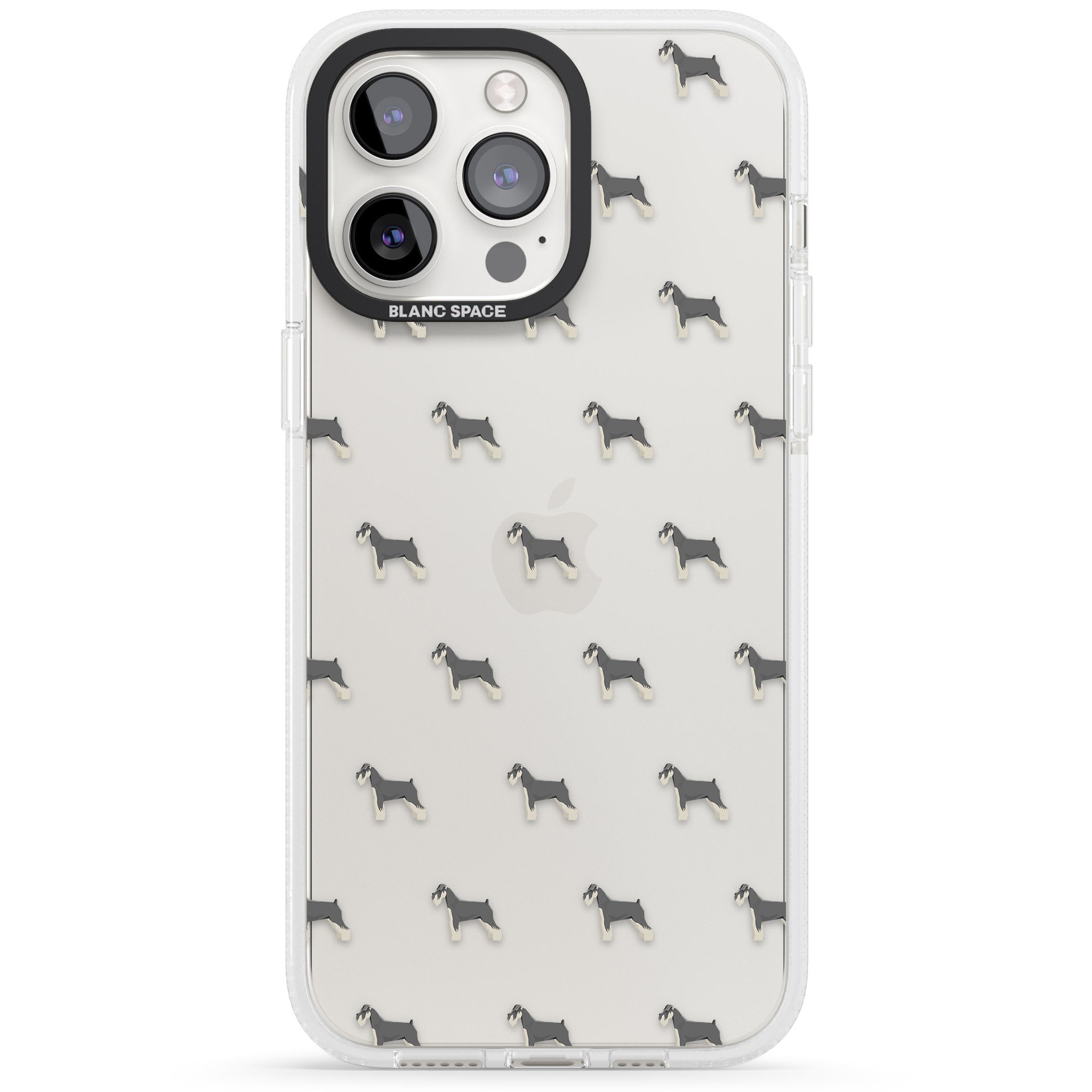 Schnauzer Dog Pattern Clear iPhone 15 Pro Max / 15 Pro / 14 Pro Max / 14 Pro / 13 Pro Clear Case Impact Air - Blanc Space