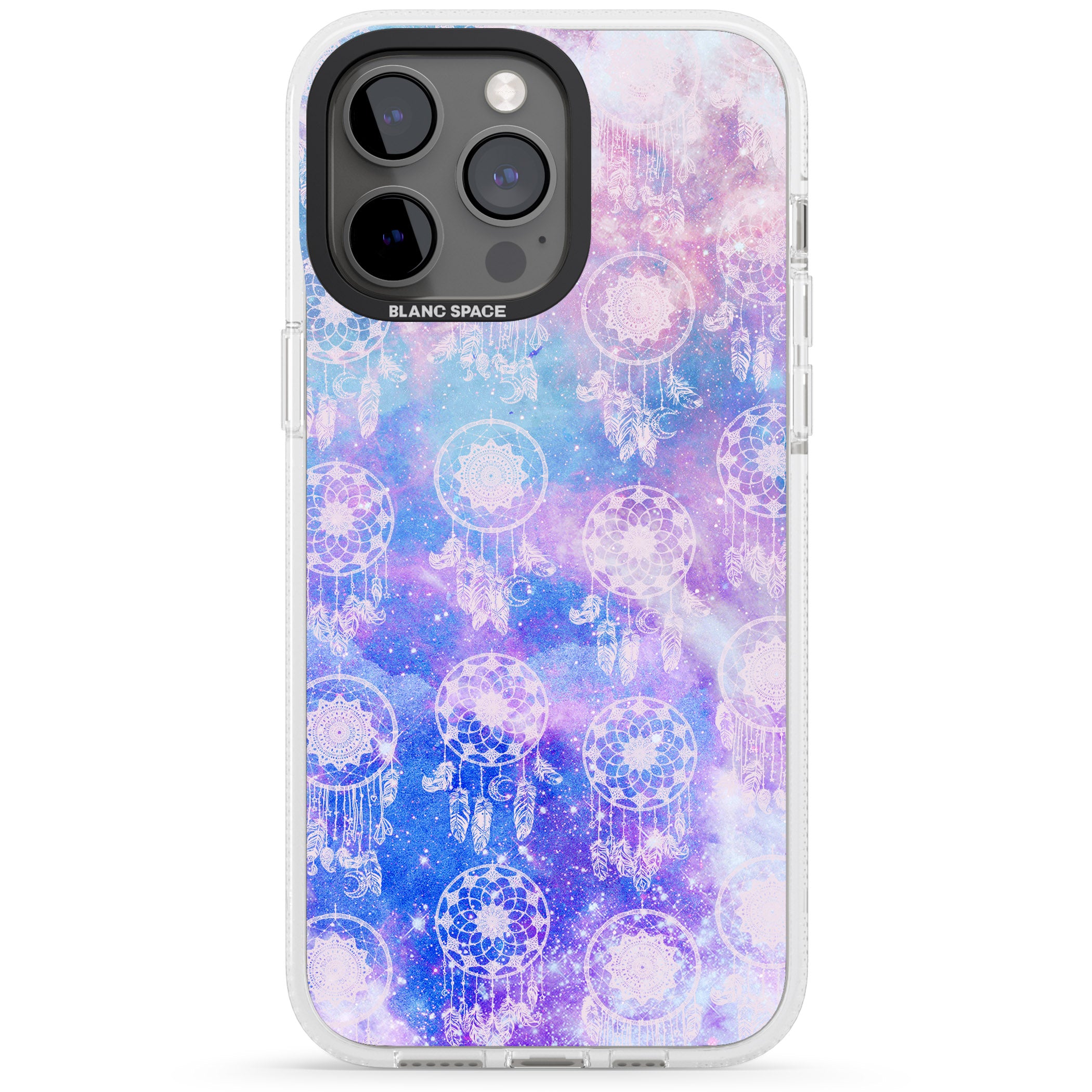 Dreamcatcher Pattern Galaxy Print Tie Dye iPhone 15 Pro Max / 15 Pro / 14 Pro Max / 14 Pro / 13 Pro Clear Case Impact Air - Blanc Space