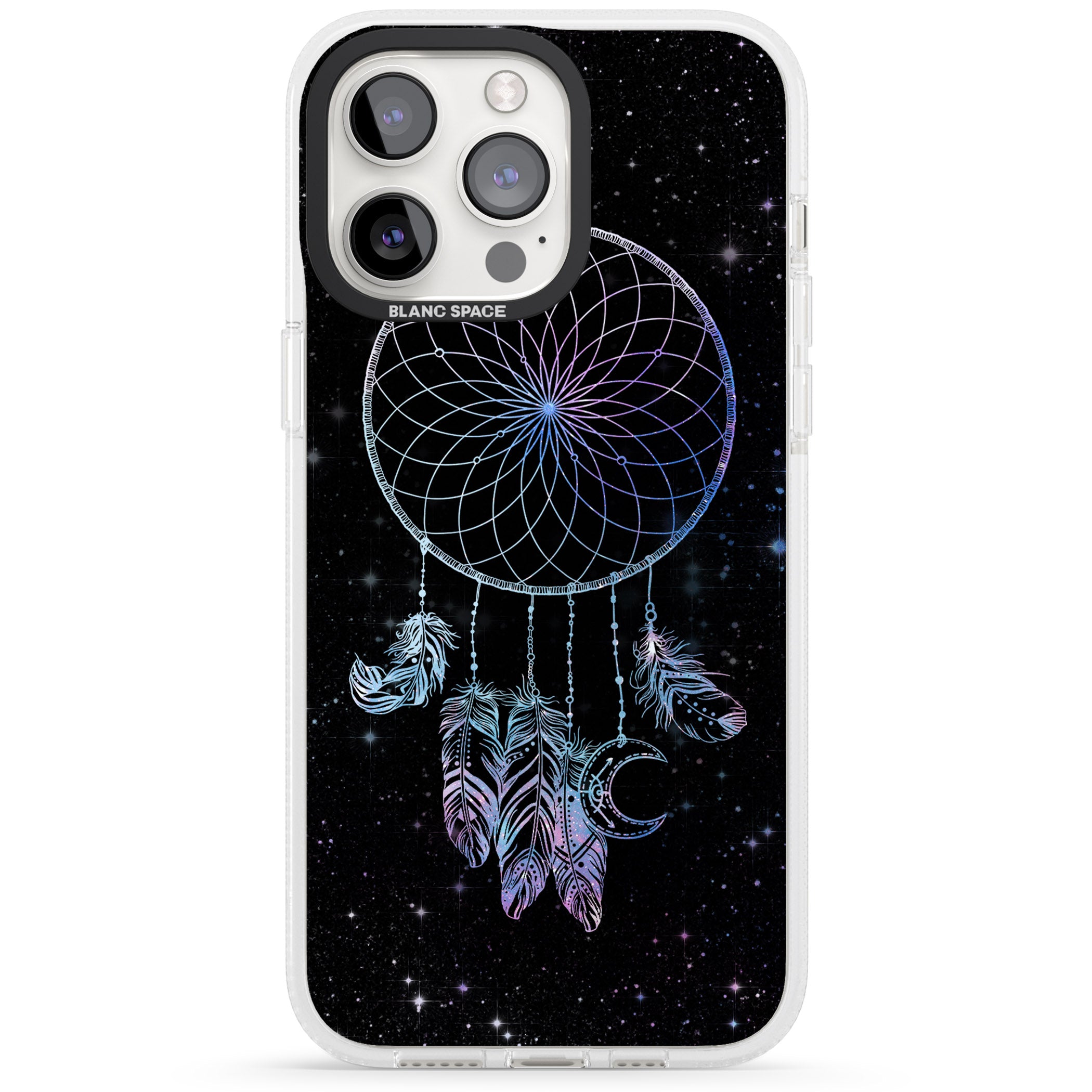 Dreamcatcher Space Stars Galaxy Print iPhone 15 Pro Max / 15 Pro / 14 Pro Max / 14 Pro / 13 Pro Clear Case Impact Air - Blanc Space
