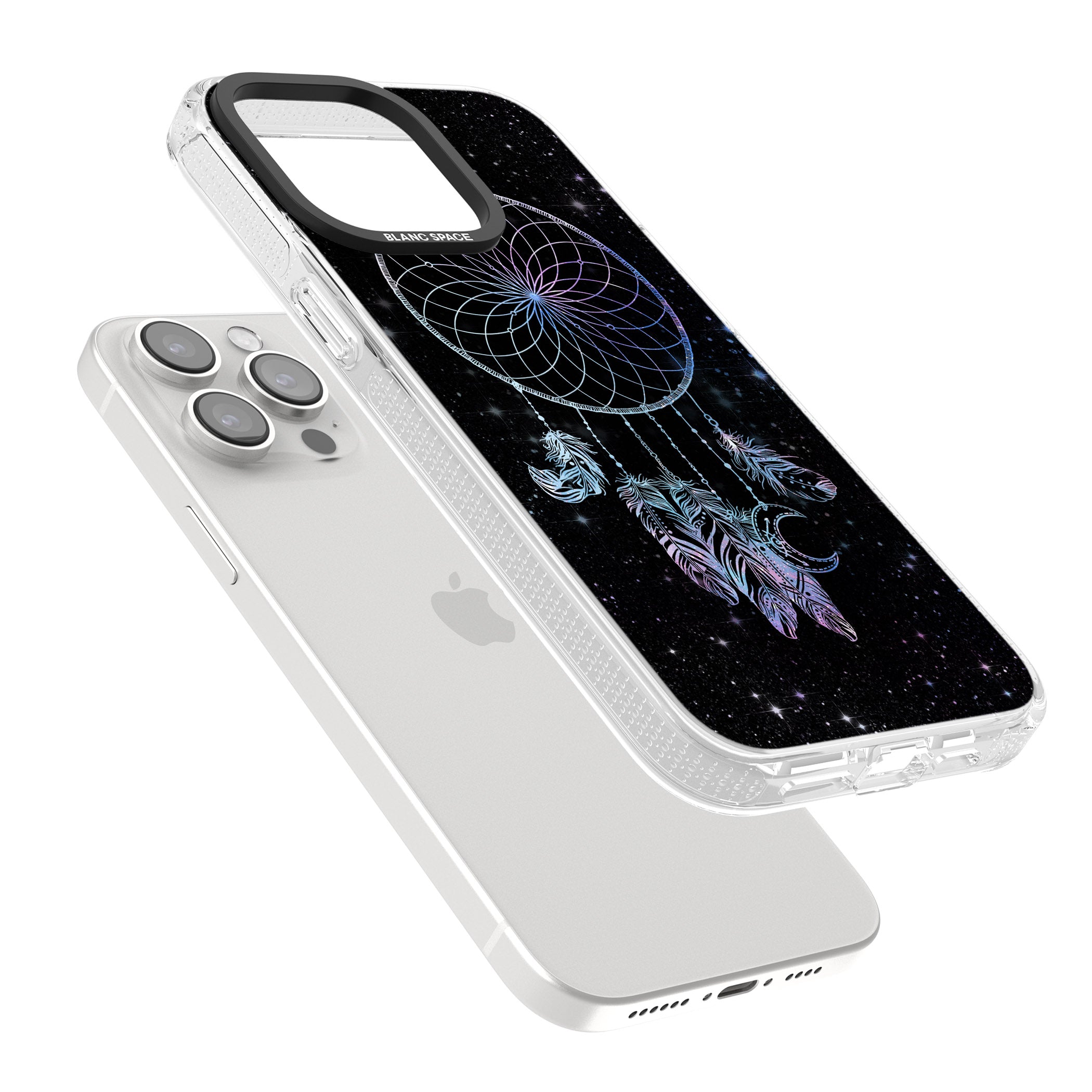 Dreamcatcher Space Stars Galaxy Print iPhone 15 Pro Max / 15 Pro / 14 Pro Max / 14 Pro / 13 Pro Clear Case Impact Air - Blanc Space