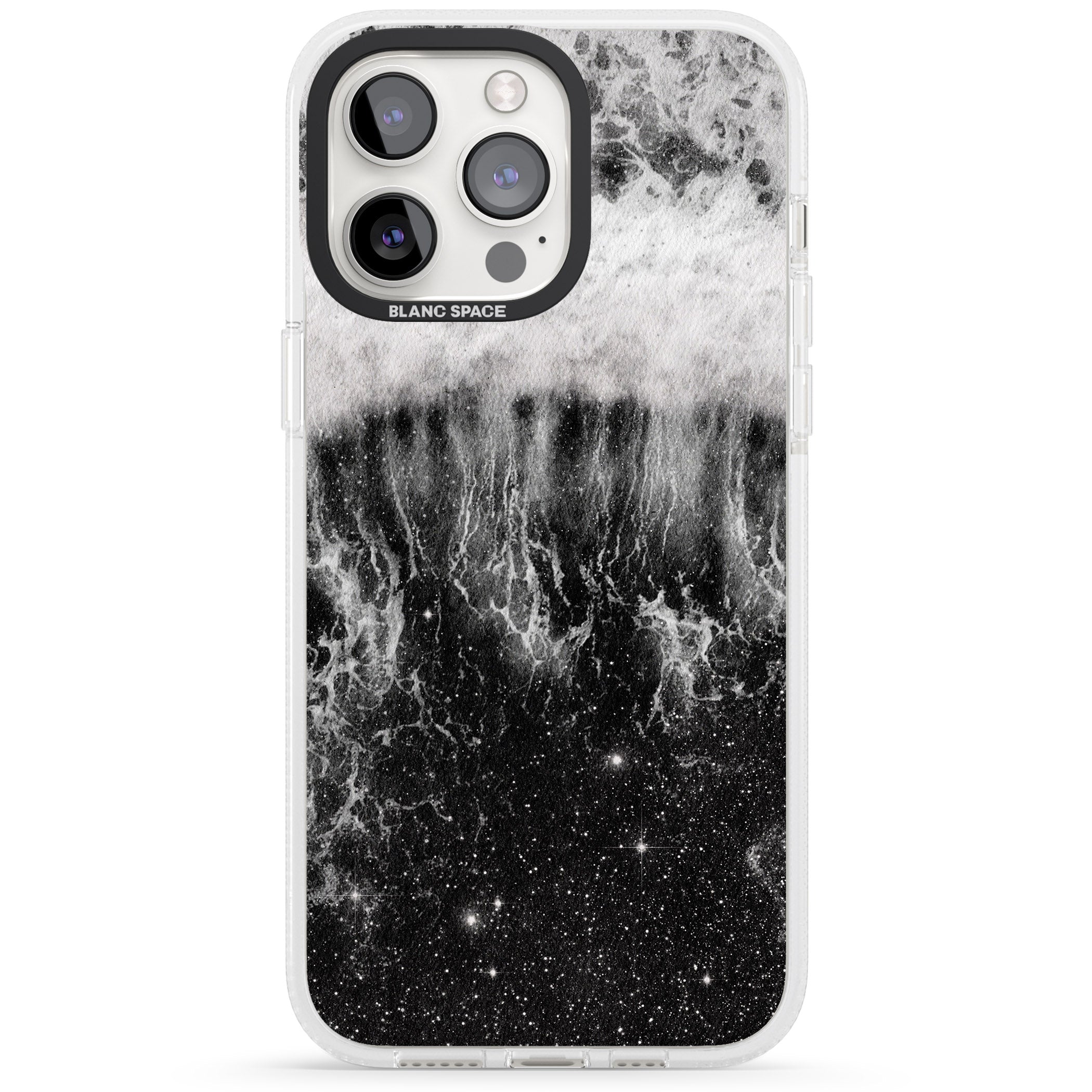 Ocean Wave Galaxy Print iPhone 15 Pro Max / 15 Pro / 14 Pro Max / 14 Pro / 13 Pro Clear Case Impact Air - Blanc Space