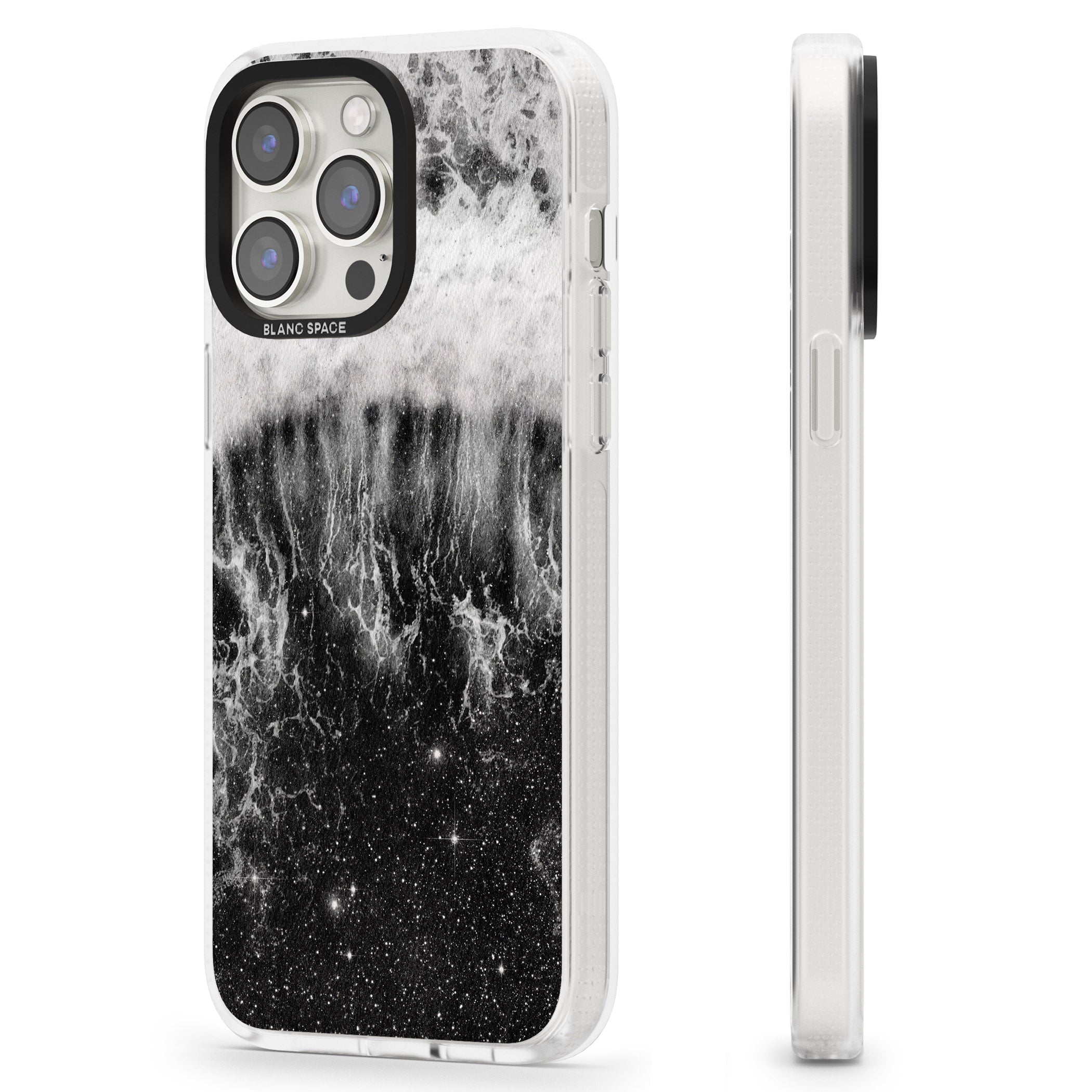 Ocean Wave Galaxy Print iPhone 15 Pro Max / 15 Pro / 14 Pro Max / 14 Pro / 13 Pro Clear Case Impact Air - Blanc Space
