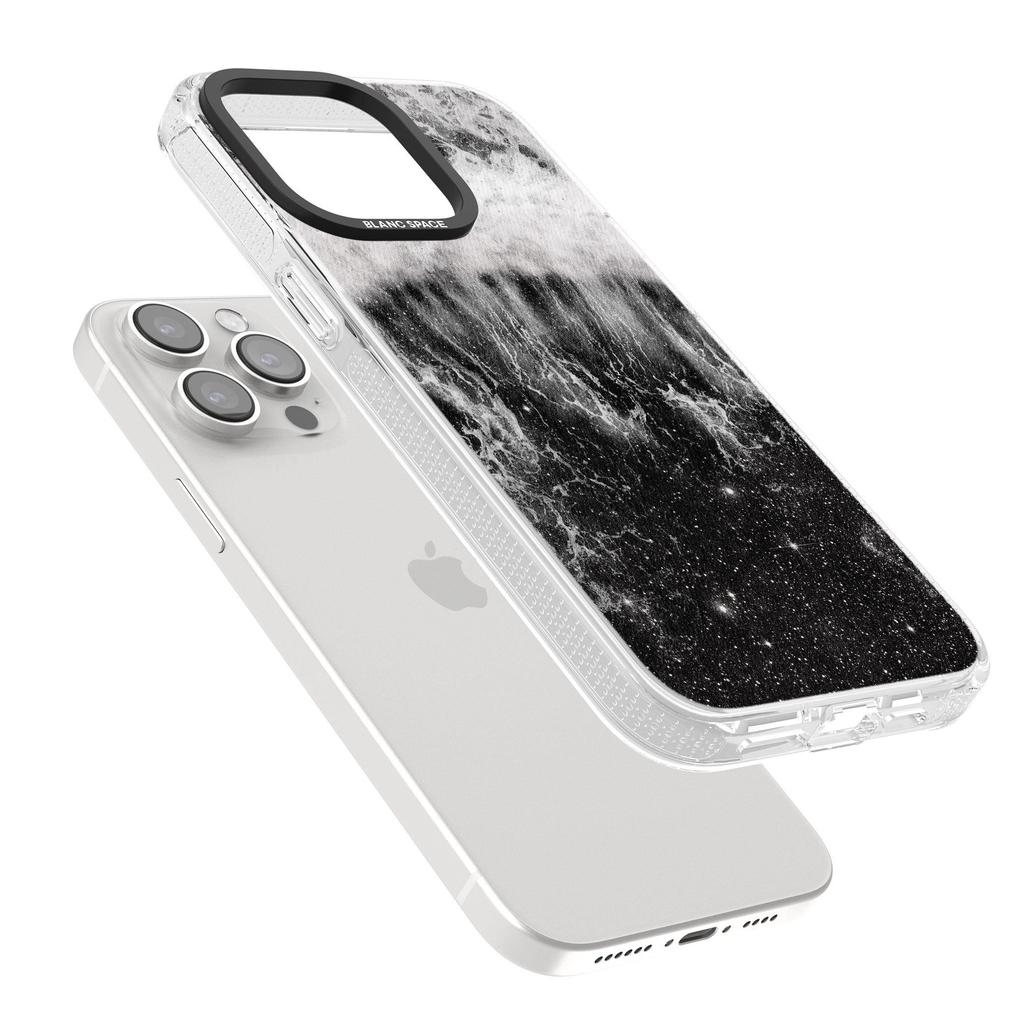 Ocean Wave Galaxy Print iPhone 15 Pro Max / 15 Pro / 14 Pro Max / 14 Pro / 13 Pro Clear Case Impact Air - Blanc Space