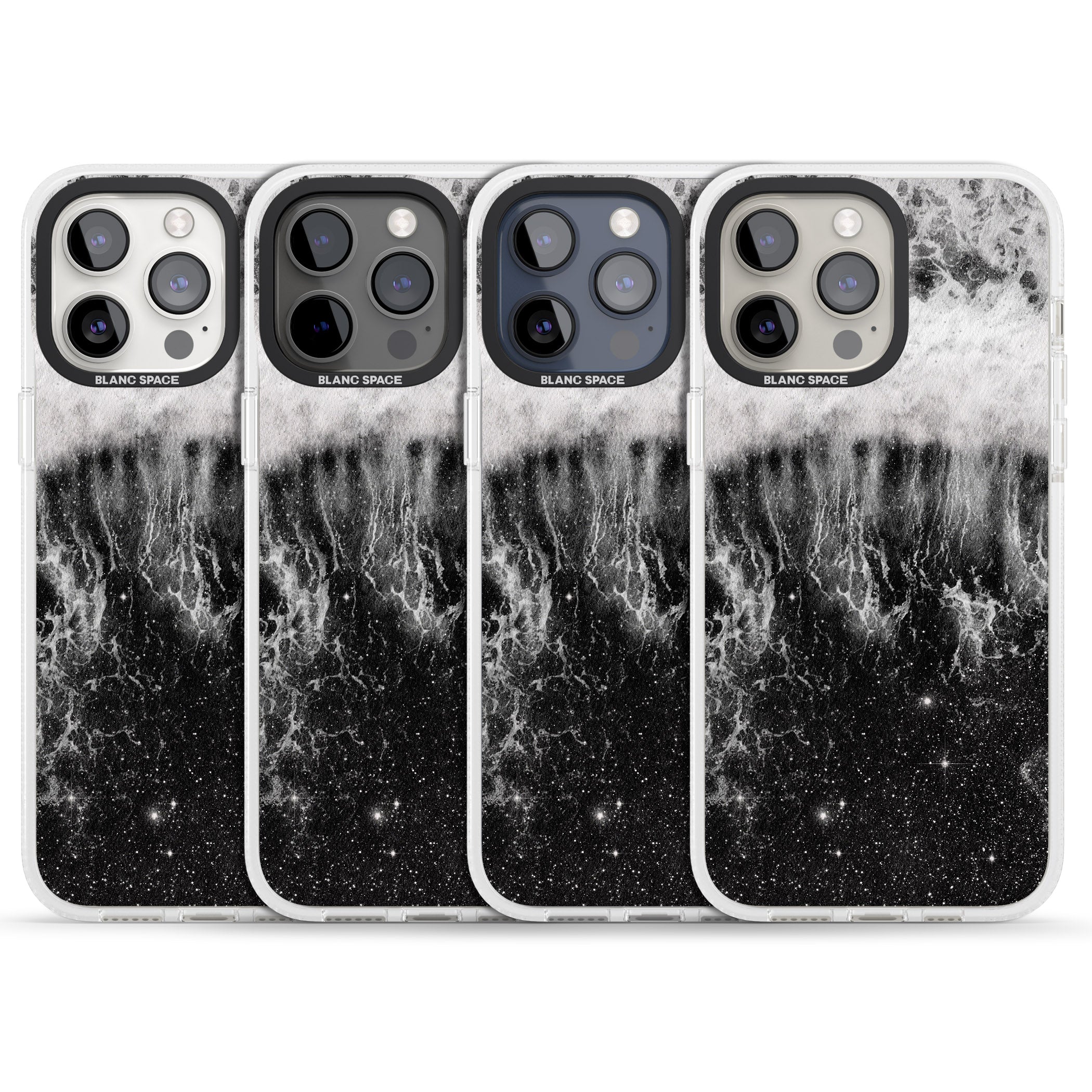 Ocean Wave Galaxy Print iPhone 15 Pro Max / 15 Pro / 14 Pro Max / 14 Pro / 13 Pro Clear Case Impact Air - Blanc Space