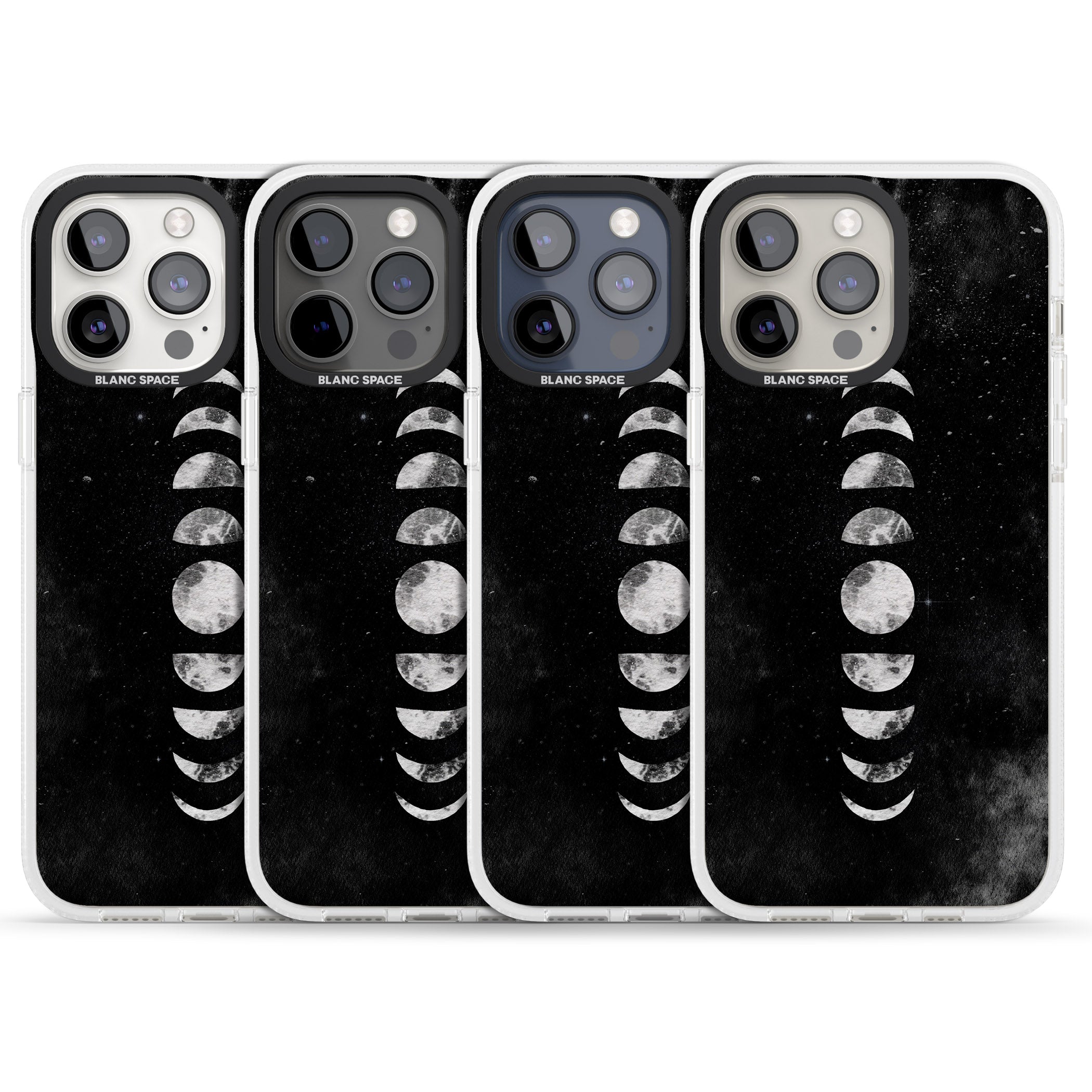 Watercolour Moon Phases iPhone 15 Pro Max / 15 Pro / 14 Pro Max / 14 Pro / 13 Pro Clear Case Impact Air - Blanc Space