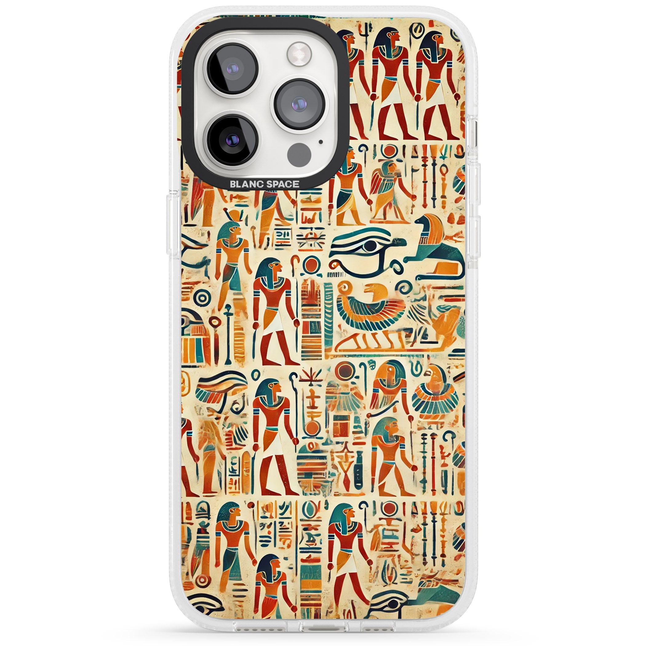 Egyptian Heiroglyphics iPhone 15 Pro Max / 15 Pro / 14 Pro Max / 14 Pro / 13 Pro Clear Case Impact Air - Blanc Space