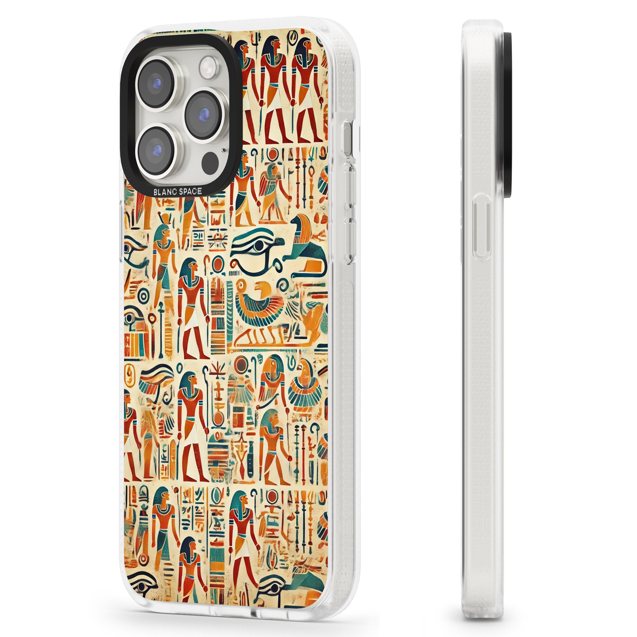Egyptian Heiroglyphics iPhone 15 Pro Max / 15 Pro / 14 Pro Max / 14 Pro / 13 Pro Clear Case Impact Air - Blanc Space