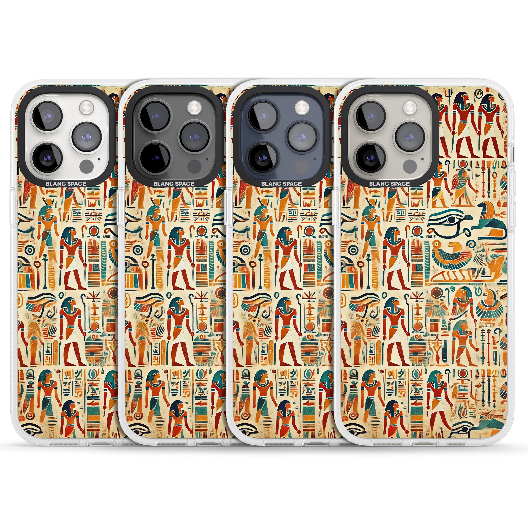 Egyptian Heiroglyphics iPhone 15 Pro Max / 15 Pro / 14 Pro Max / 14 Pro / 13 Pro Clear Case Impact Air - Blanc Space