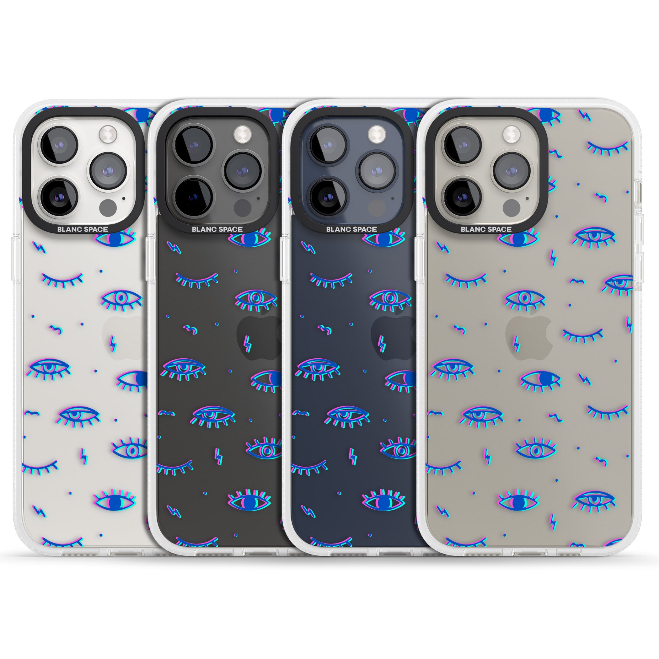 Duotone Psychedelic Eyes iPhone 15 Pro Max / 15 Pro / 14 Pro Max / 14 Pro / 13 Pro Clear Case Impact Air - Blanc Space