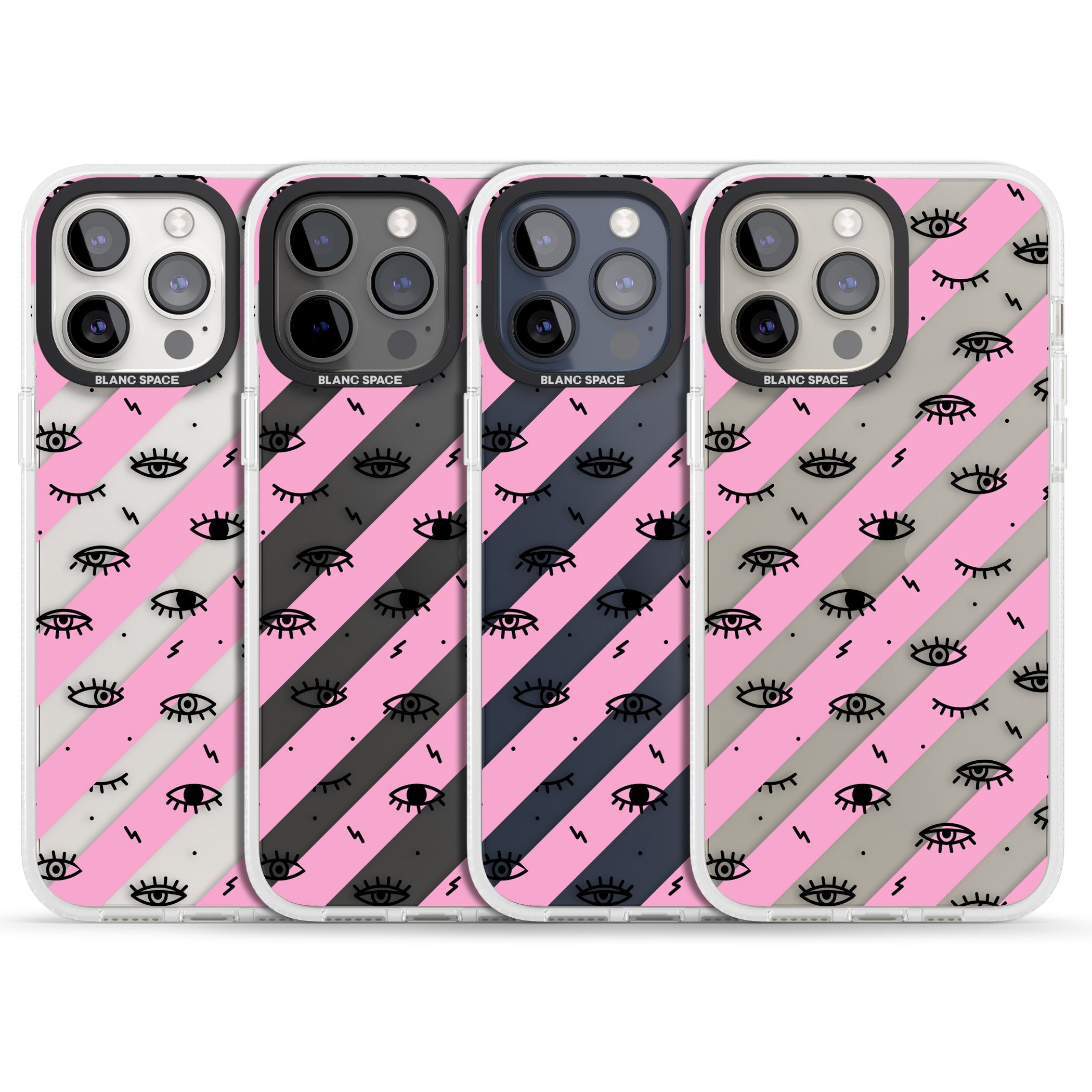 Pink Stripe Eyes iPhone 15 Pro Max / 15 Pro / 14 Pro Max / 14 Pro / 13 Pro Clear Case Impact Air - Blanc Space