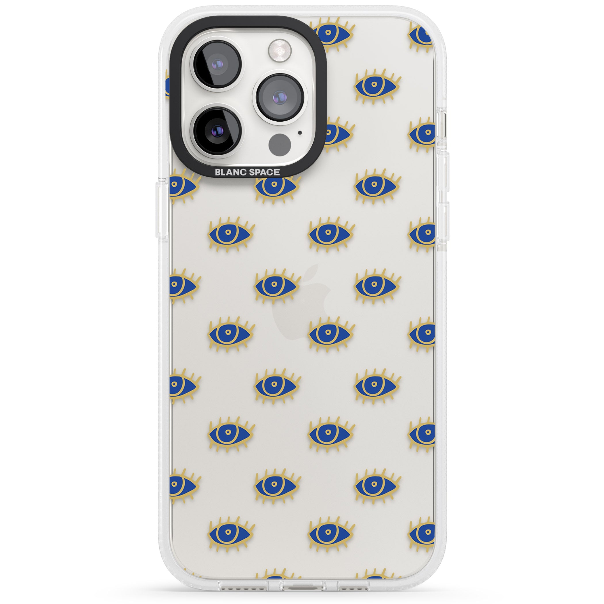 Gold Eyes (Clear) Psychedelic Eyes Pattern iPhone 15 Pro Max / 15 Pro / 14 Pro Max / 14 Pro / 13 Pro Clear Case Impact Air - Blanc Space