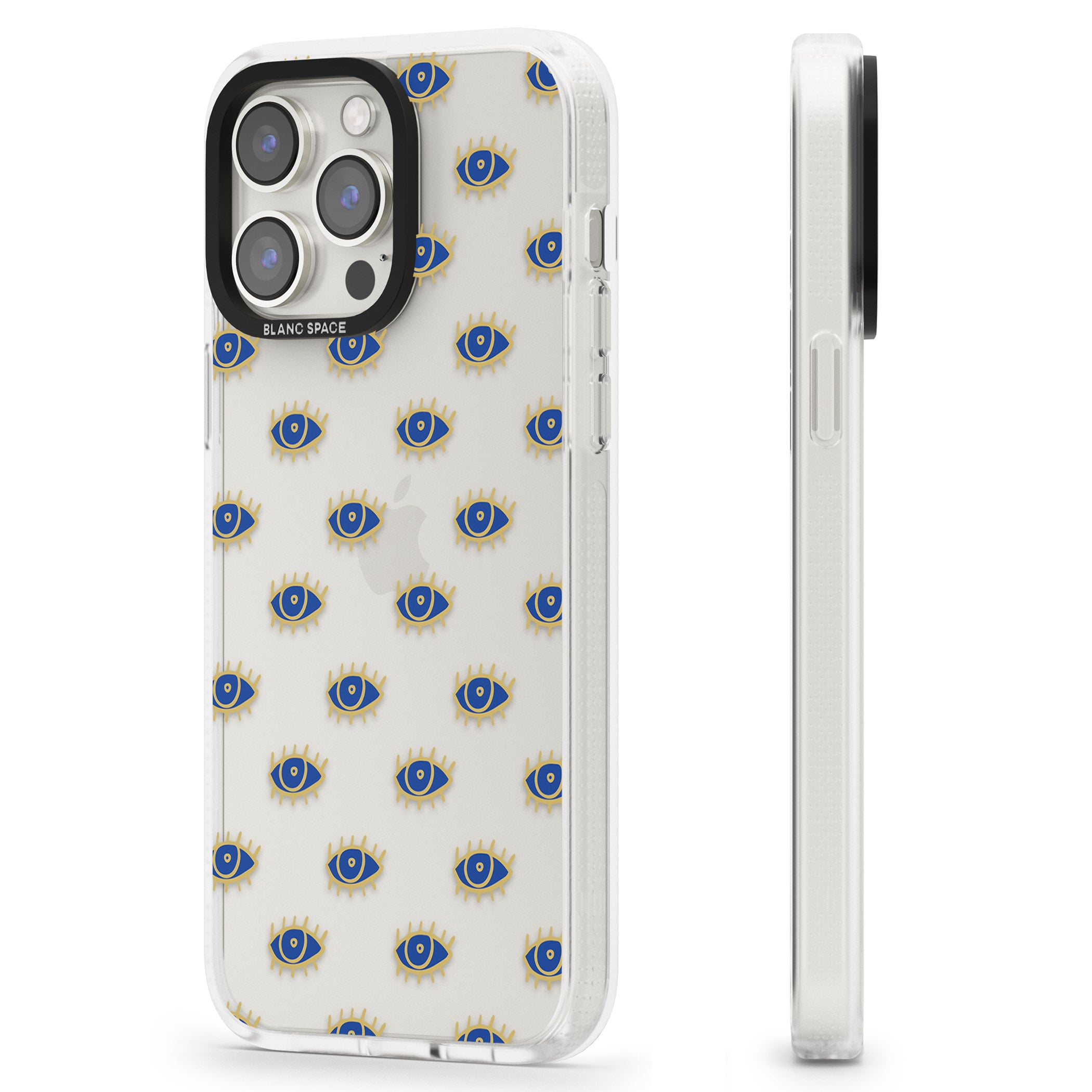Gold Eyes (Clear) Psychedelic Eyes Pattern iPhone 15 Pro Max / 15 Pro / 14 Pro Max / 14 Pro / 13 Pro Clear Case Impact Air - Blanc Space