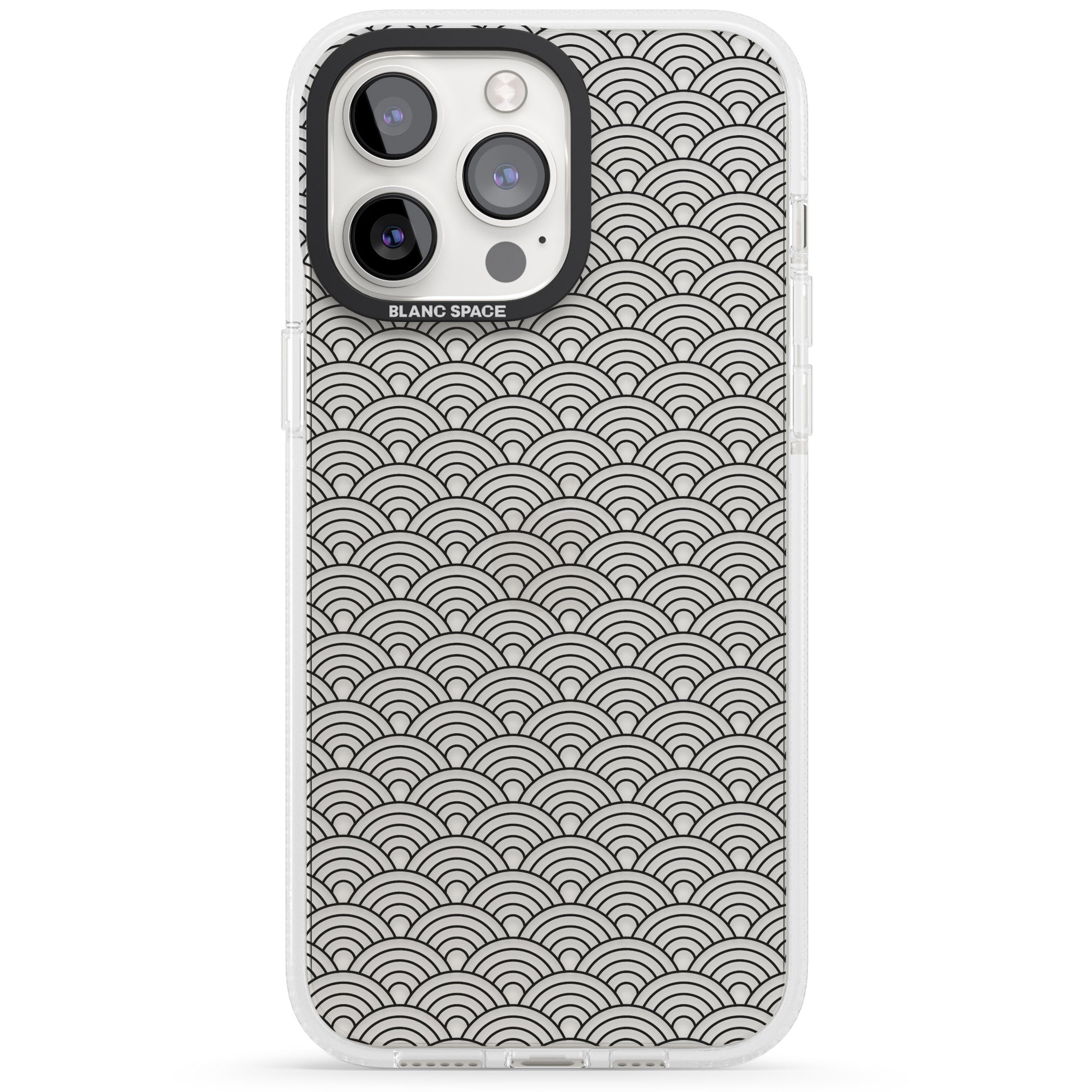 Abstract Lines: Scalloped Pattern iPhone 15 Pro Max / 15 Pro / 14 Pro Max / 14 Pro / 13 Pro Clear Case Impact Air - Blanc Space