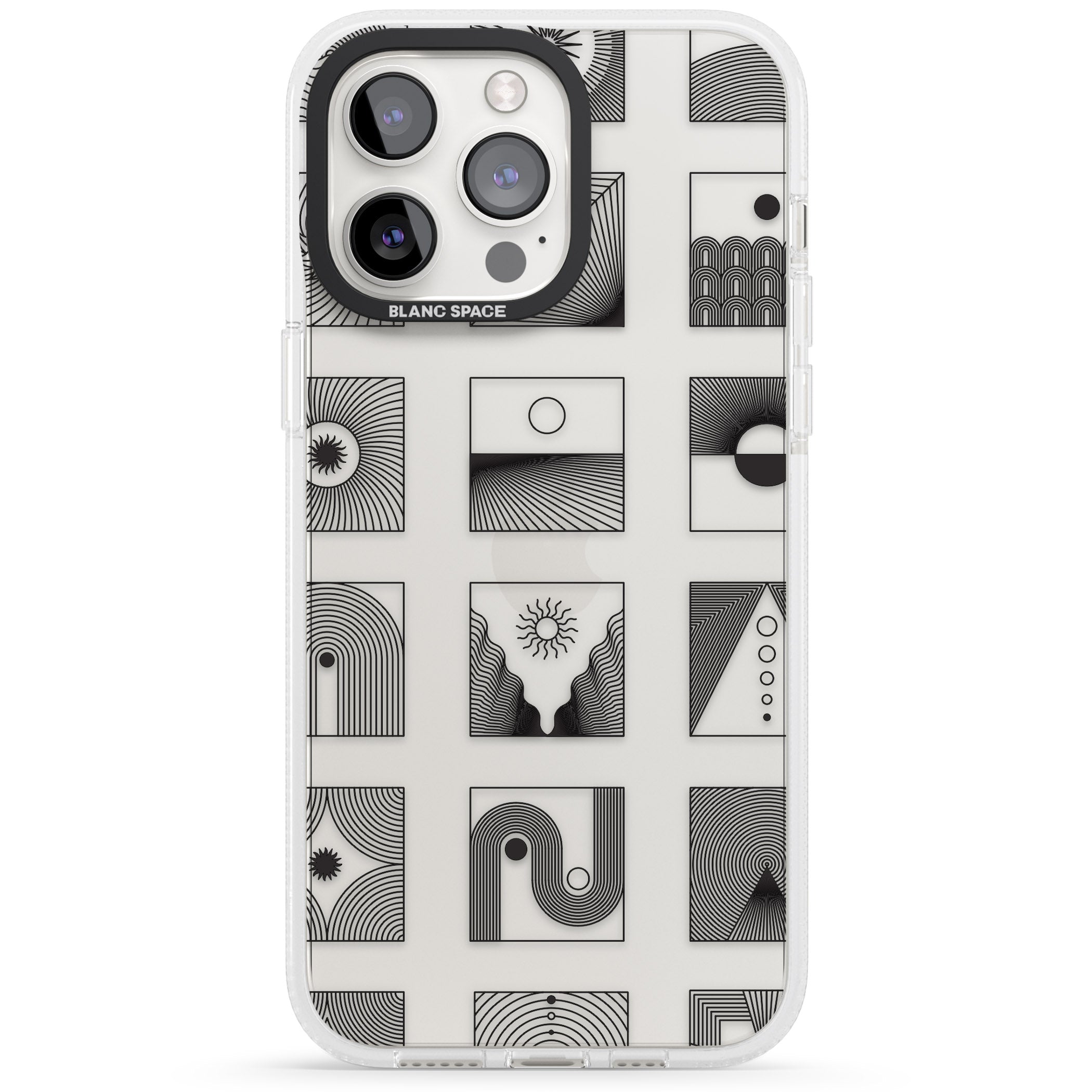 Abstract Lines: Mixed Pattern #2 iPhone 15 Pro Max / 15 Pro / 14 Pro Max / 14 Pro / 13 Pro Clear Case Impact Air - Blanc Space