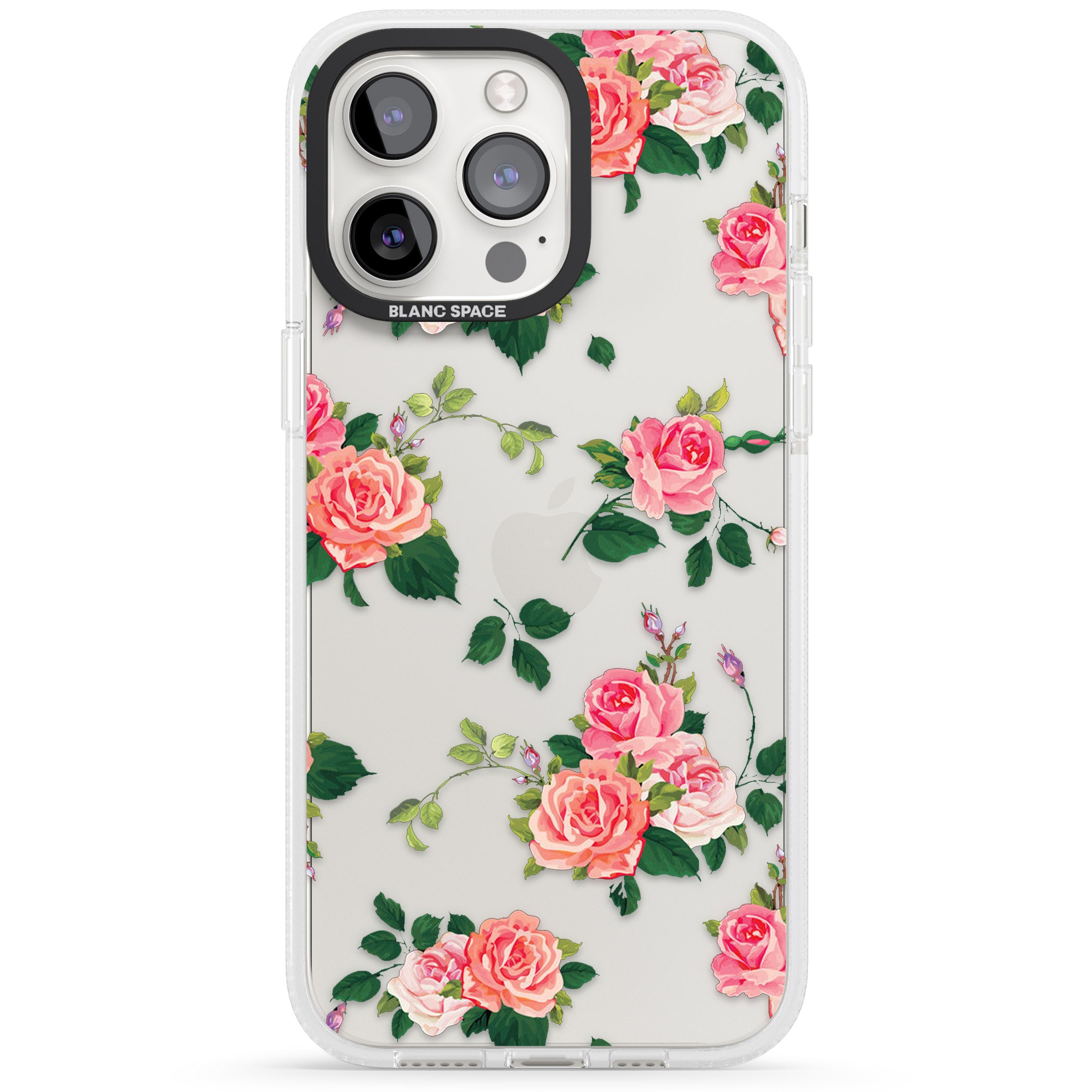 Pink Roses iPhone 15 Pro Max / 15 Pro / 14 Pro Max / 14 Pro / 13 Pro Clear Case Impact Air - Blanc Space