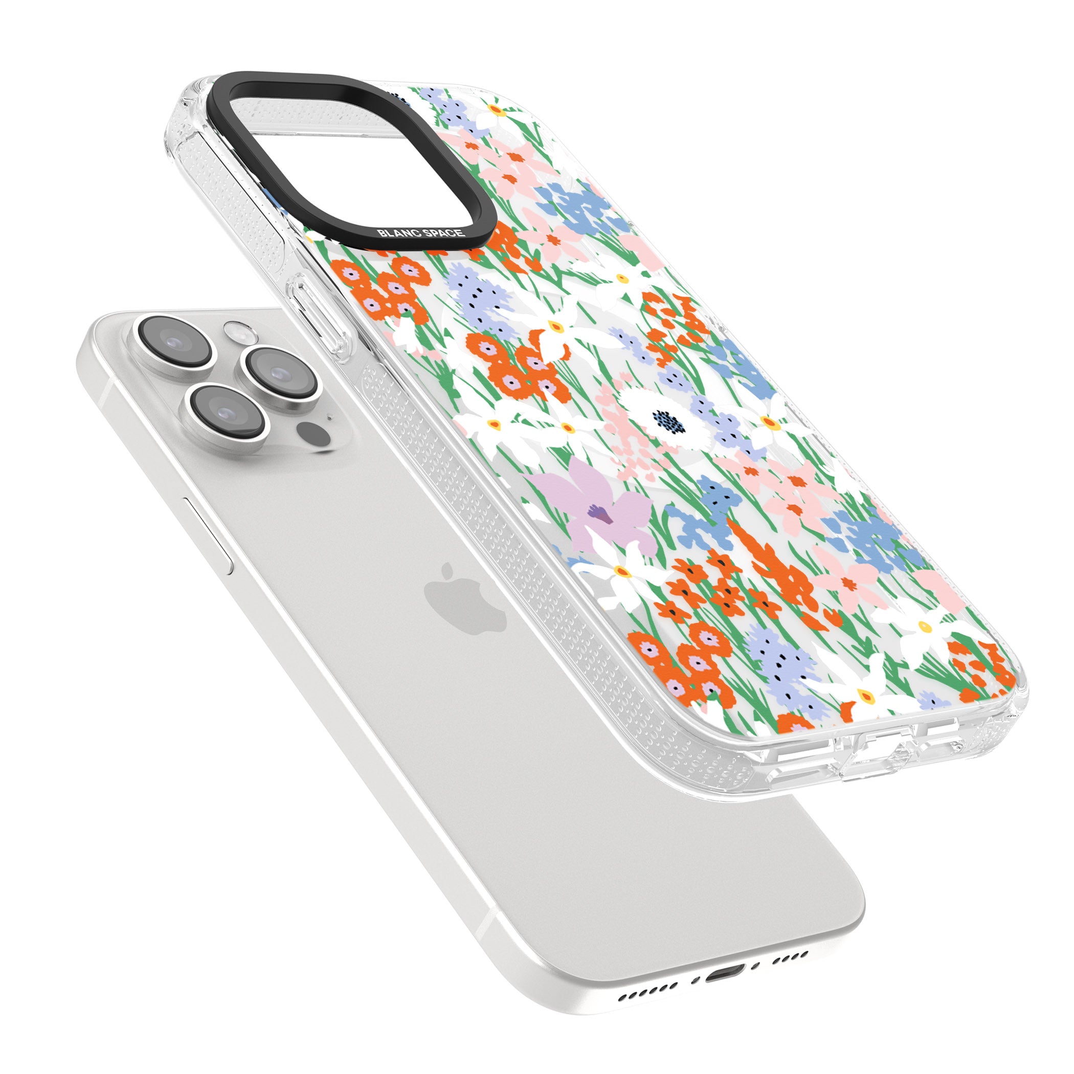 Springtime Meadow: Transparent iPhone 15 Pro Max / 15 Pro / 14 Pro Max / 14 Pro / 13 Pro Clear Case Impact Air - Blanc Space