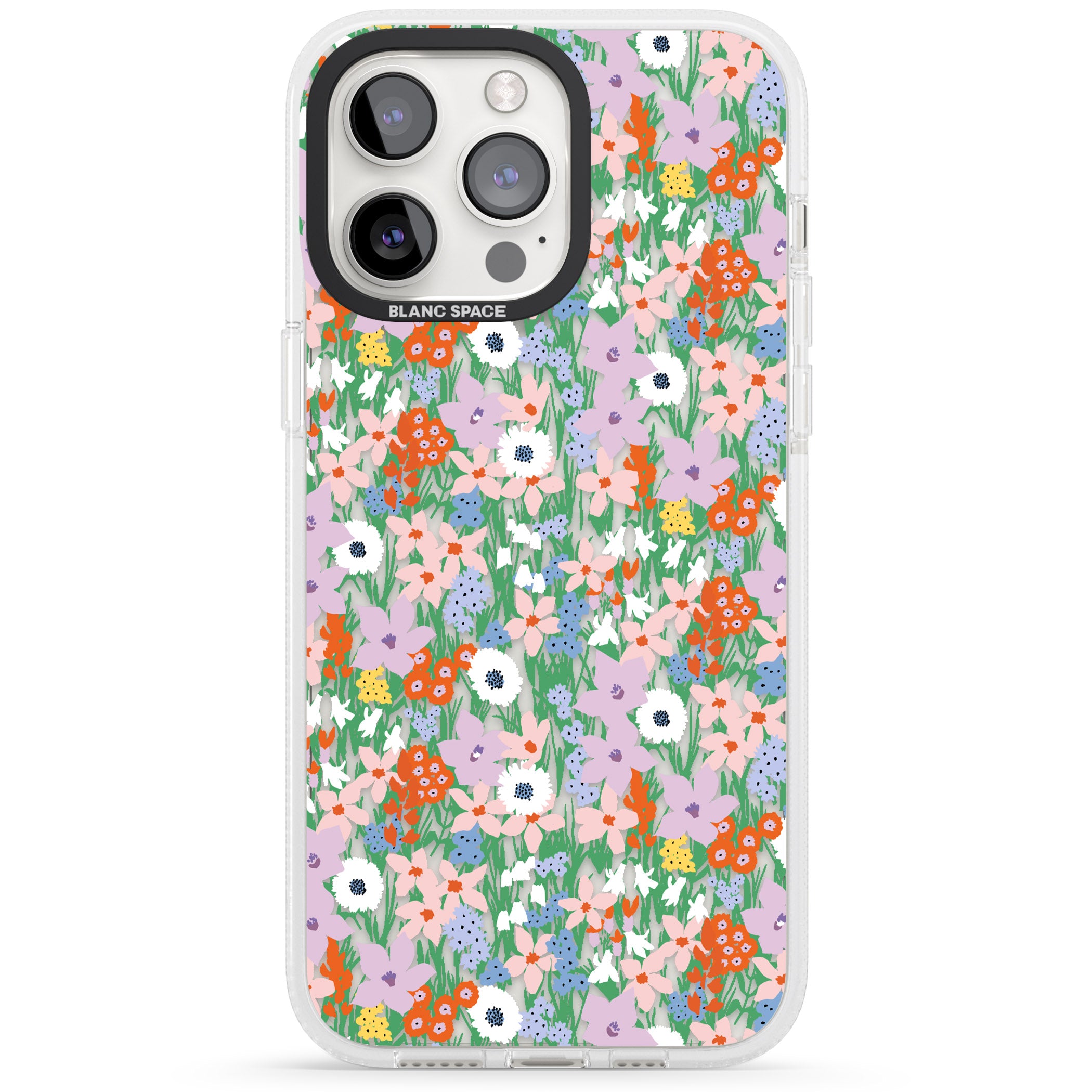 Jazzy Floral Mix: Transparent iPhone 15 Pro Max / 15 Pro / 14 Pro Max / 14 Pro / 13 Pro Clear Case Impact Air - Blanc Space