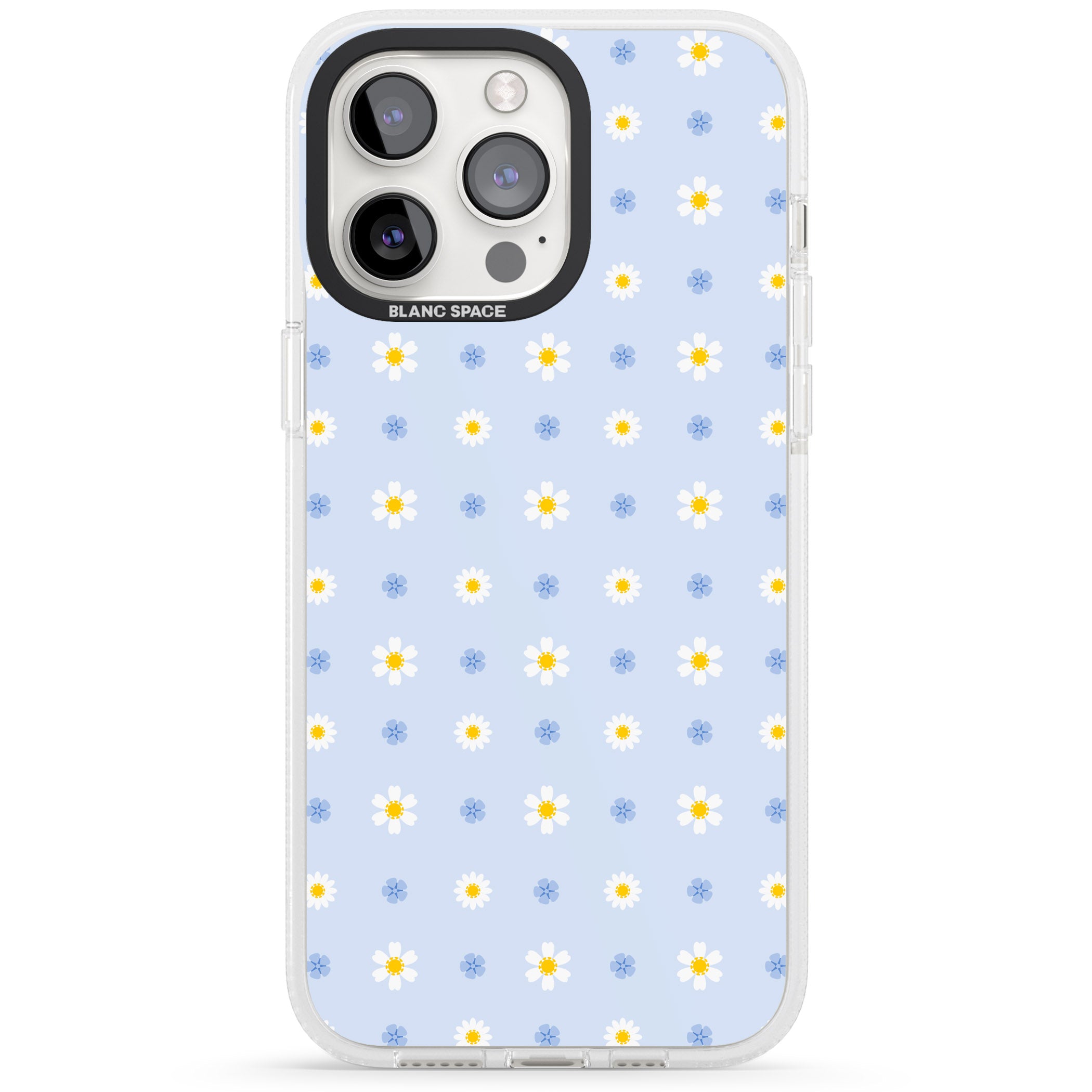 Pale Blue Daisies iPhone 15 Pro Max / 15 Pro / 14 Pro Max / 14 Pro / 13 Pro Clear Case Impact Air - Blanc Space