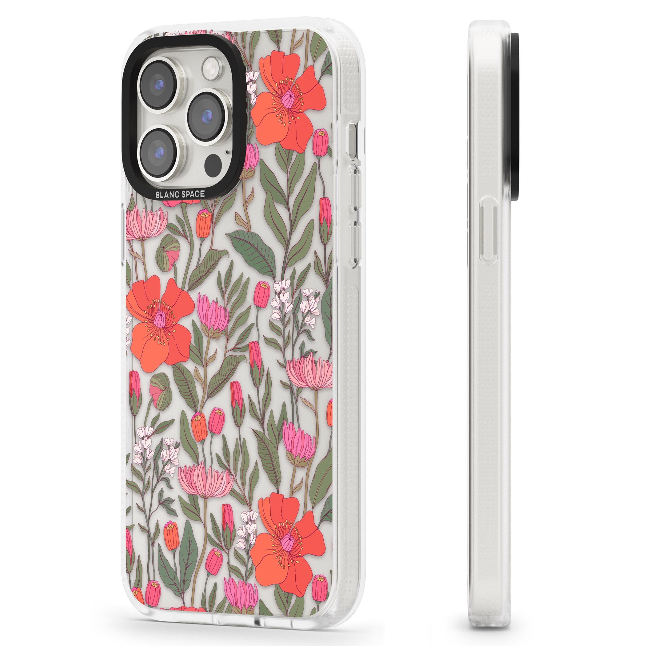 Peachy Floral iPhone 15 Pro Max / 15 Pro / 14 Pro Max / 14 Pro / 13 Pro Clear Case Impact Air - Blanc Space