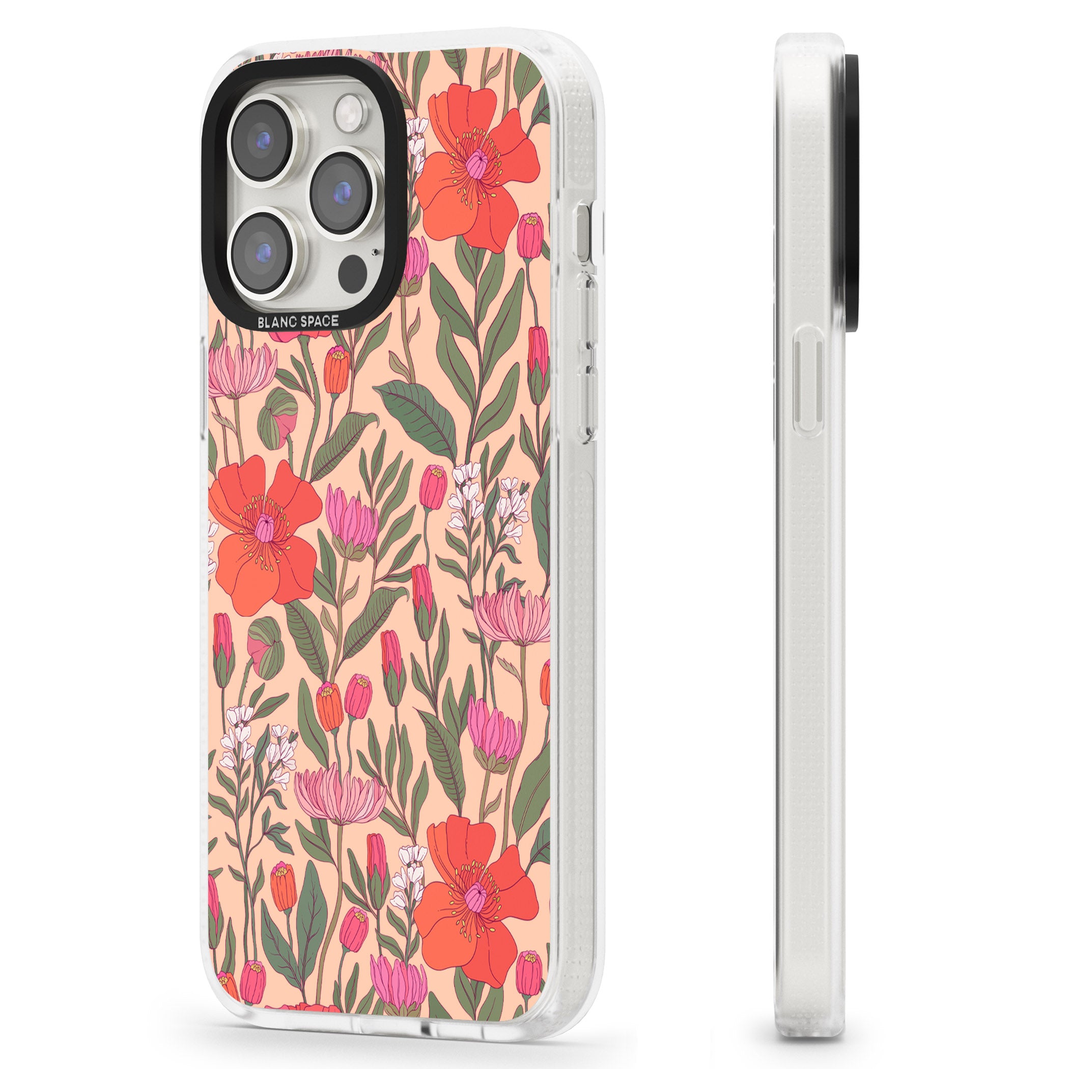 Peachy Floral - Background iPhone 15 Pro Max / 15 Pro / 14 Pro Max / 14 Pro / 13 Pro Clear Case Impact Air - Blanc Space