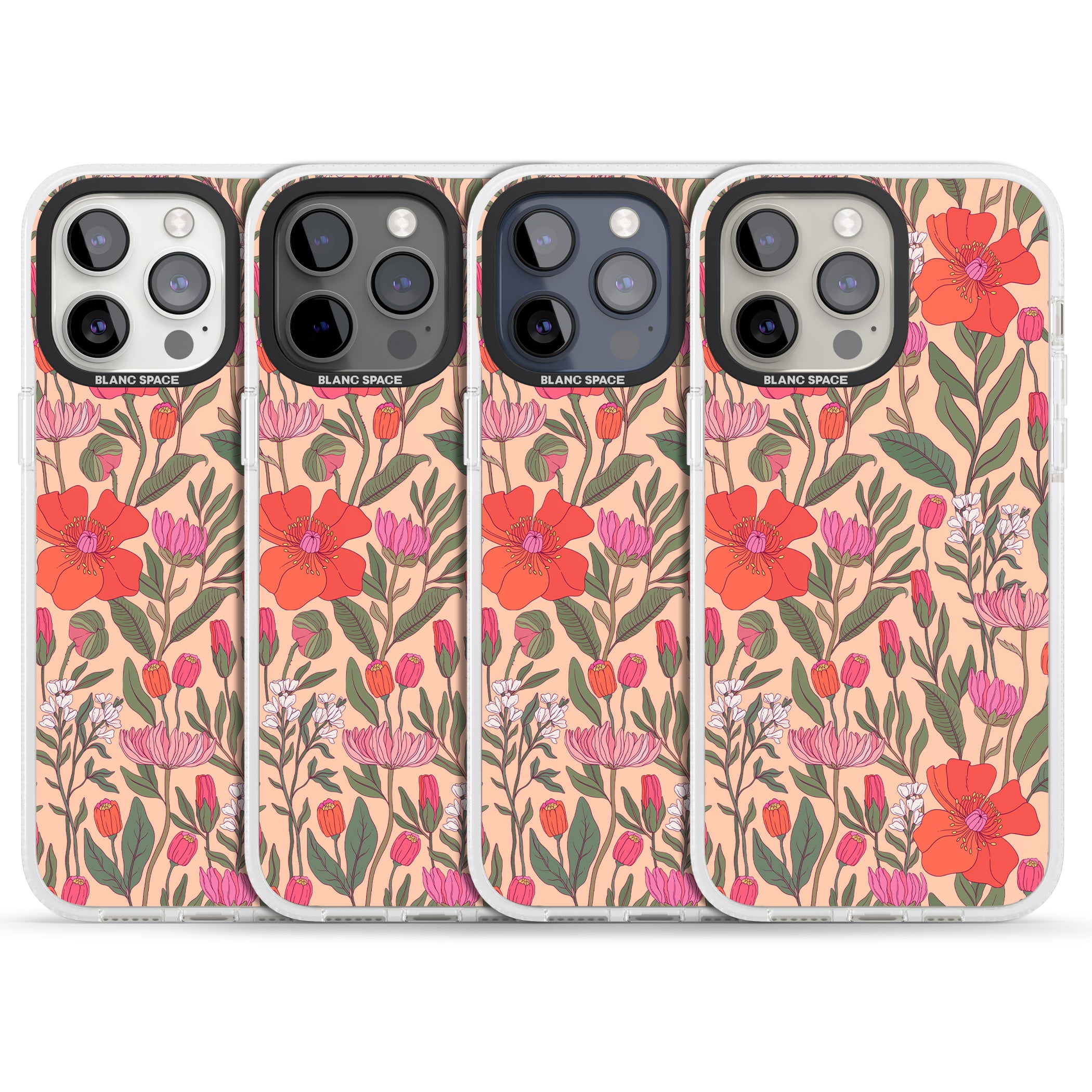 Peachy Floral - Background iPhone 15 Pro Max / 15 Pro / 14 Pro Max / 14 Pro / 13 Pro Clear Case Impact Air - Blanc Space