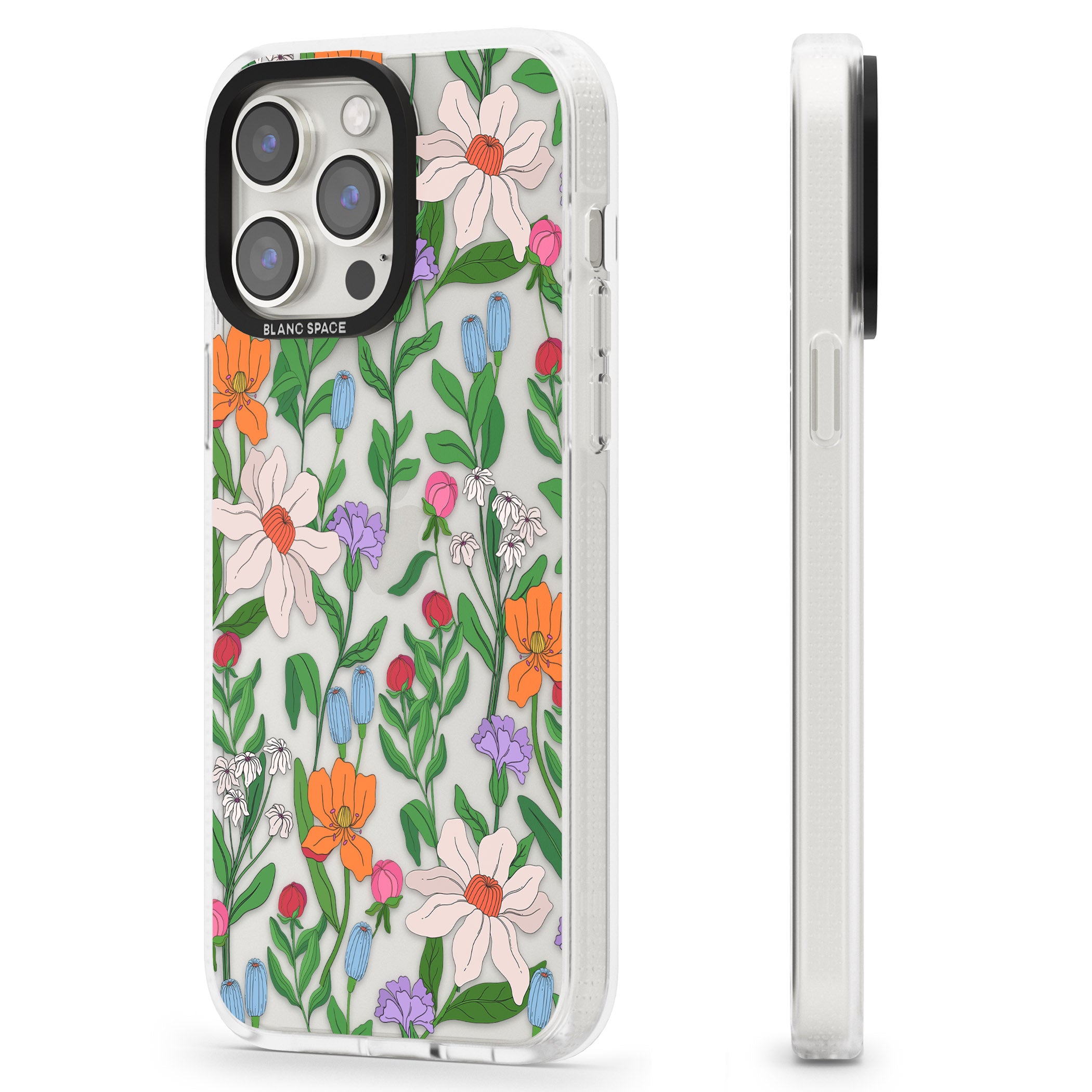Full Bloom iPhone 15 Pro Max / 15 Pro / 14 Pro Max / 14 Pro / 13 Pro Clear Case Impact Air - Blanc Space