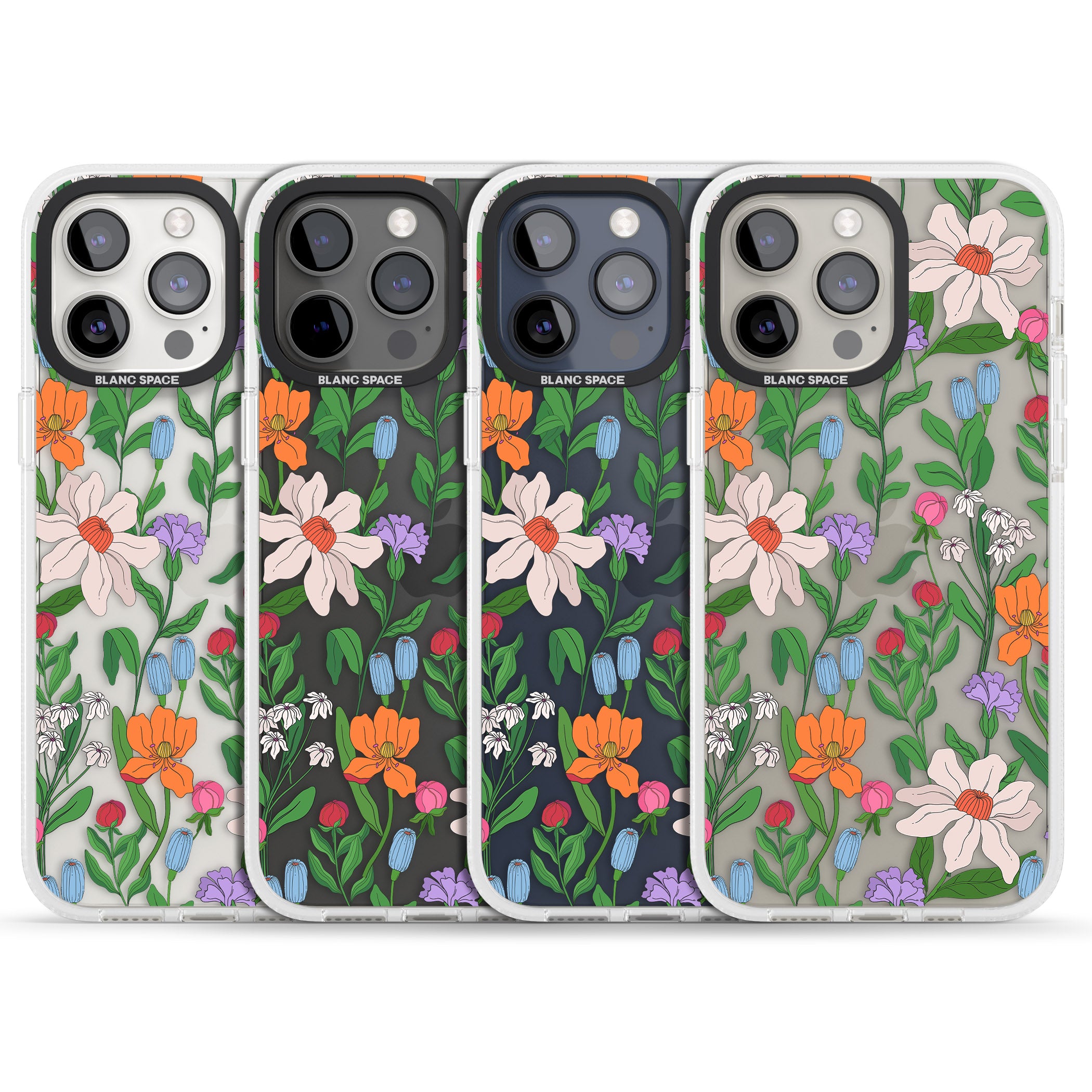 Full Bloom iPhone 15 Pro Max / 15 Pro / 14 Pro Max / 14 Pro / 13 Pro Clear Case Impact Air - Blanc Space