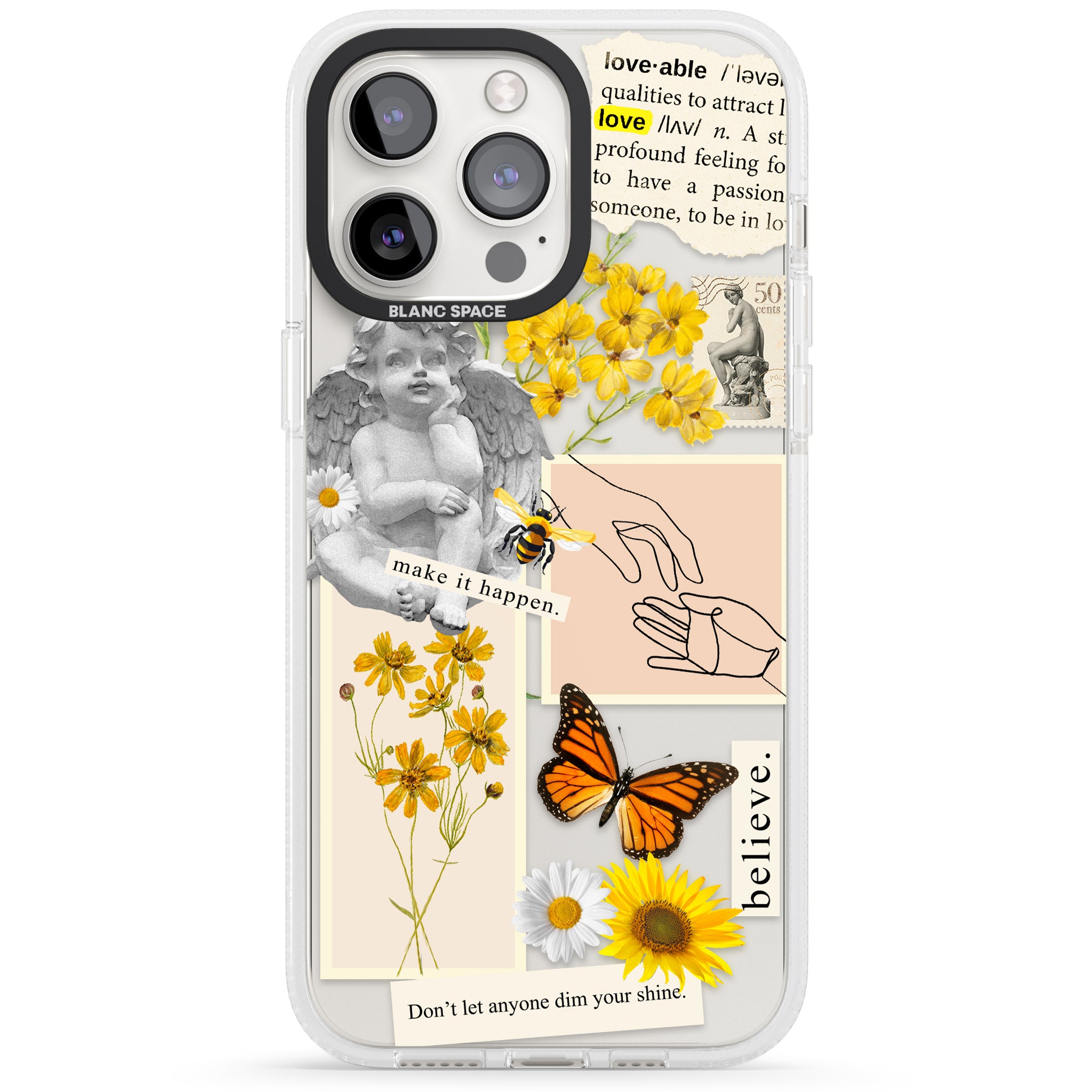 Vintage Wildflower Collage iPhone 15 Pro Max / 15 Pro / 14 Pro Max / 14 Pro / 13 Pro Clear Case Impact Air - Blanc Space