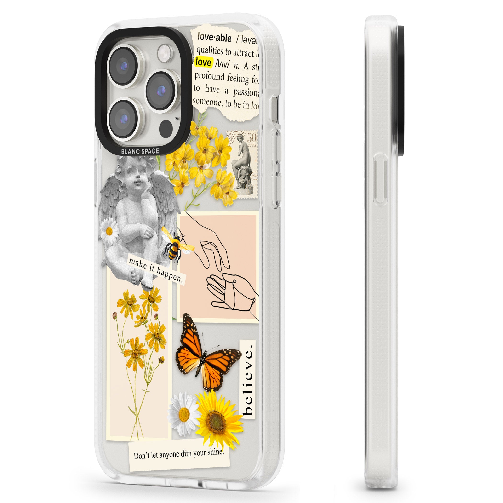 Vintage Wildflower Collage iPhone 15 Pro Max / 15 Pro / 14 Pro Max / 14 Pro / 13 Pro Clear Case Impact Air - Blanc Space