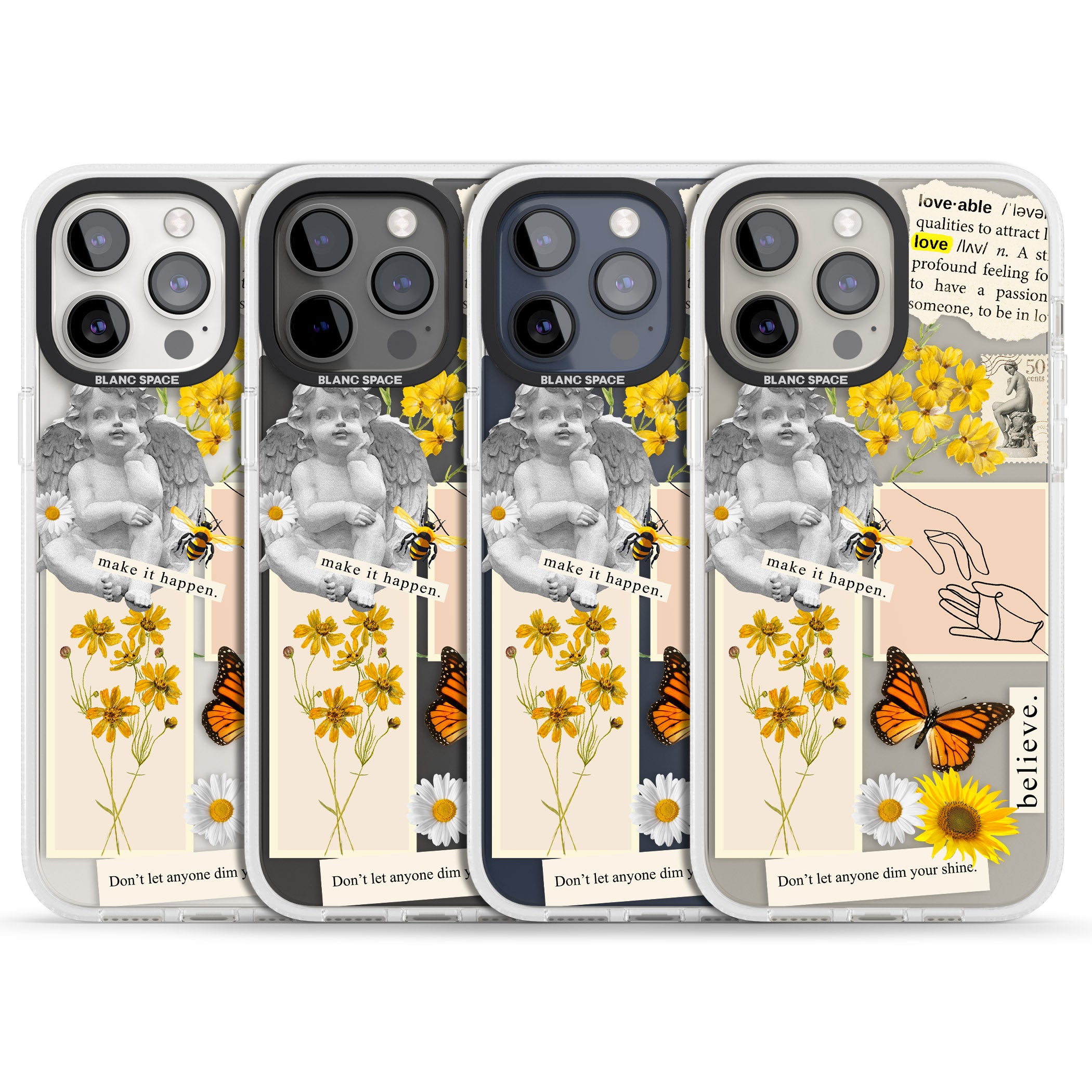 Vintage Wildflower Collage iPhone 15 Pro Max / 15 Pro / 14 Pro Max / 14 Pro / 13 Pro Clear Case Impact Air - Blanc Space