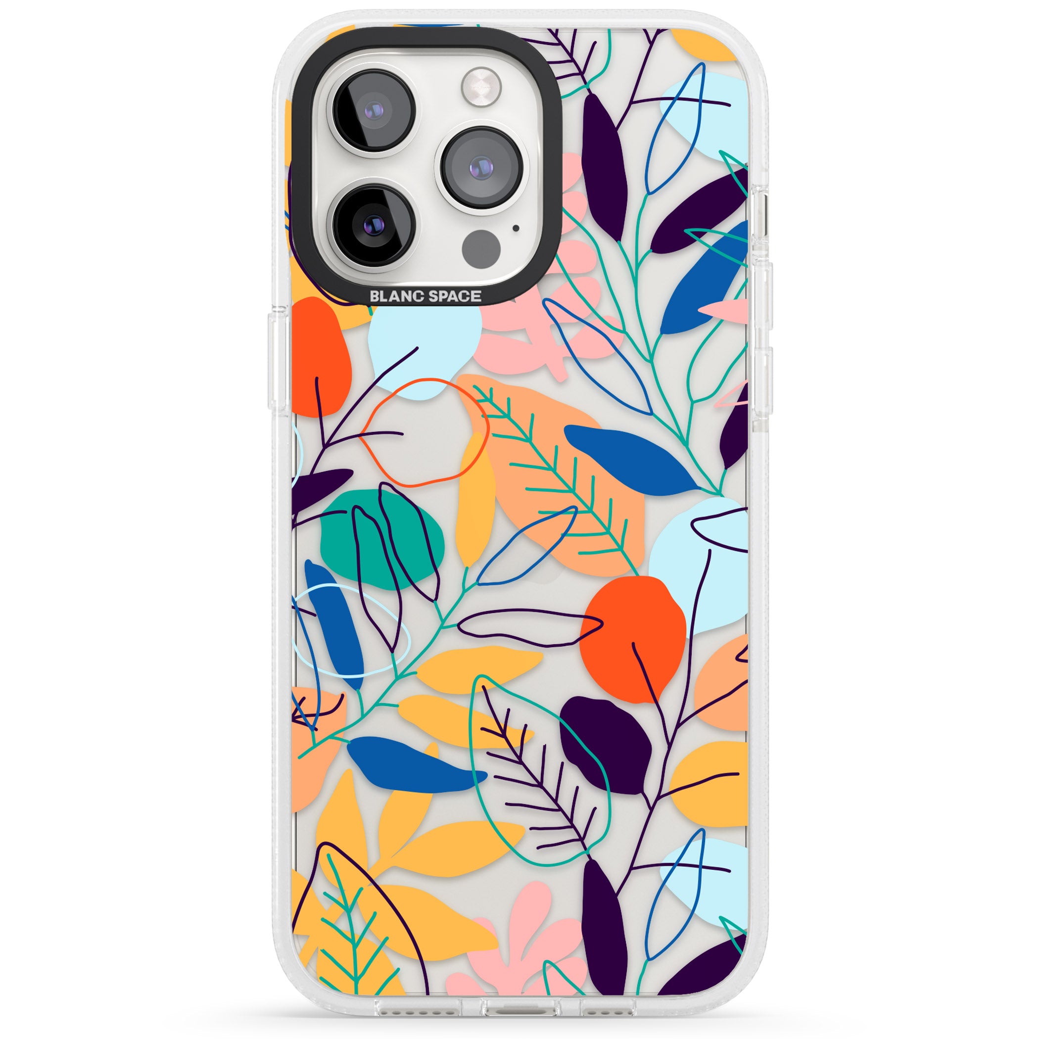 Abstract Line Drawn Leaves iPhone 15 Pro Max / 15 Pro / 14 Pro Max / 14 Pro / 13 Pro Clear Case Impact Air - Blanc Space