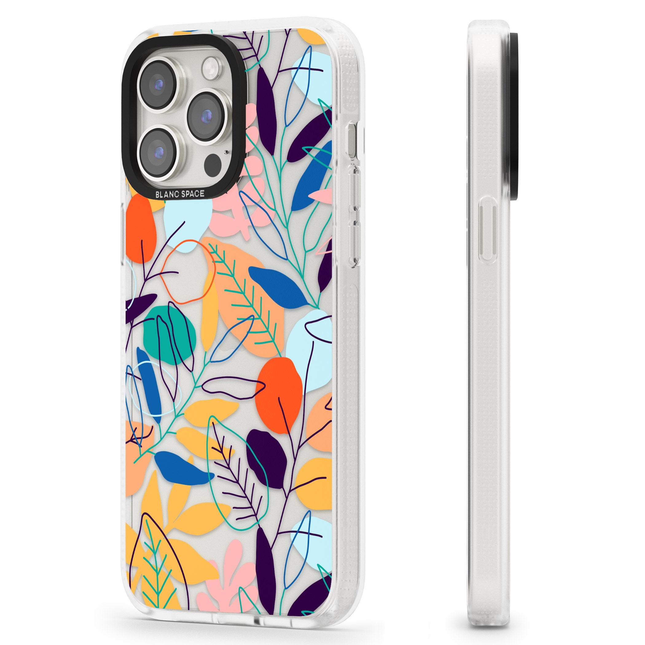 Abstract Line Drawn Leaves iPhone 15 Pro Max / 15 Pro / 14 Pro Max / 14 Pro / 13 Pro Clear Case Impact Air - Blanc Space