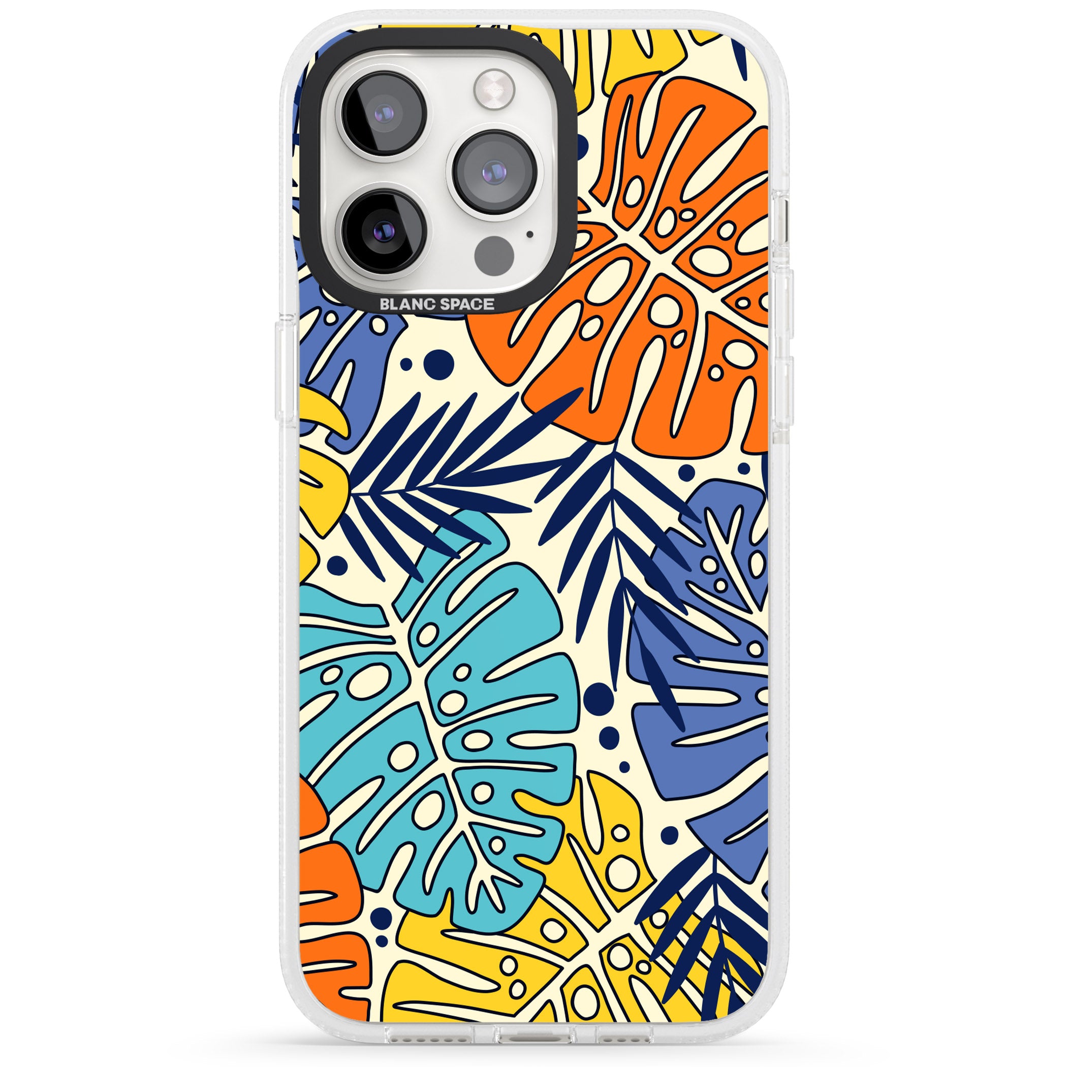 Beach Leaves iPhone 15 Pro Max / 15 Pro / 14 Pro Max / 14 Pro / 13 Pro Clear Case Impact Air - Blanc Space