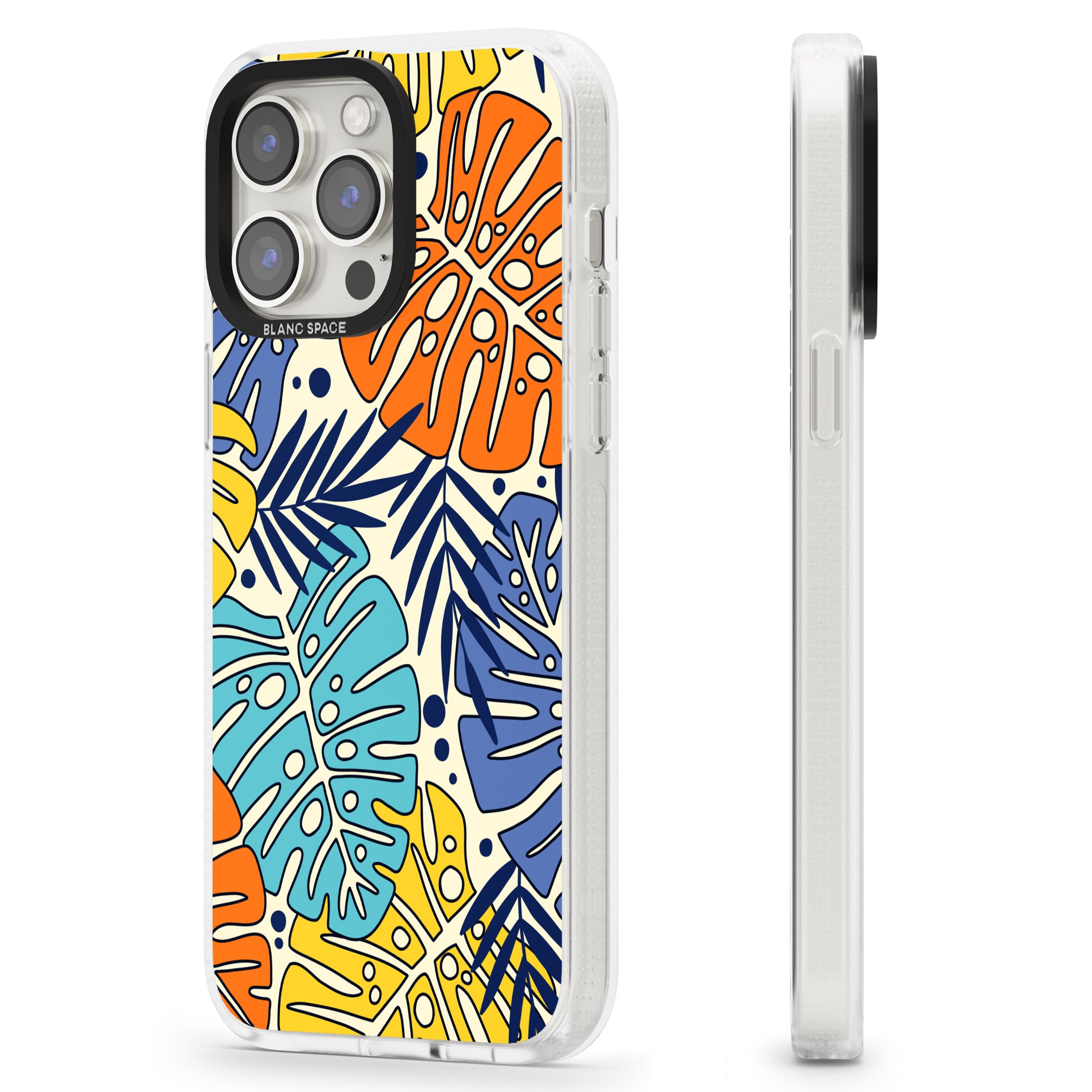 Beach Leaves iPhone 15 Pro Max / 15 Pro / 14 Pro Max / 14 Pro / 13 Pro Clear Case Impact Air - Blanc Space