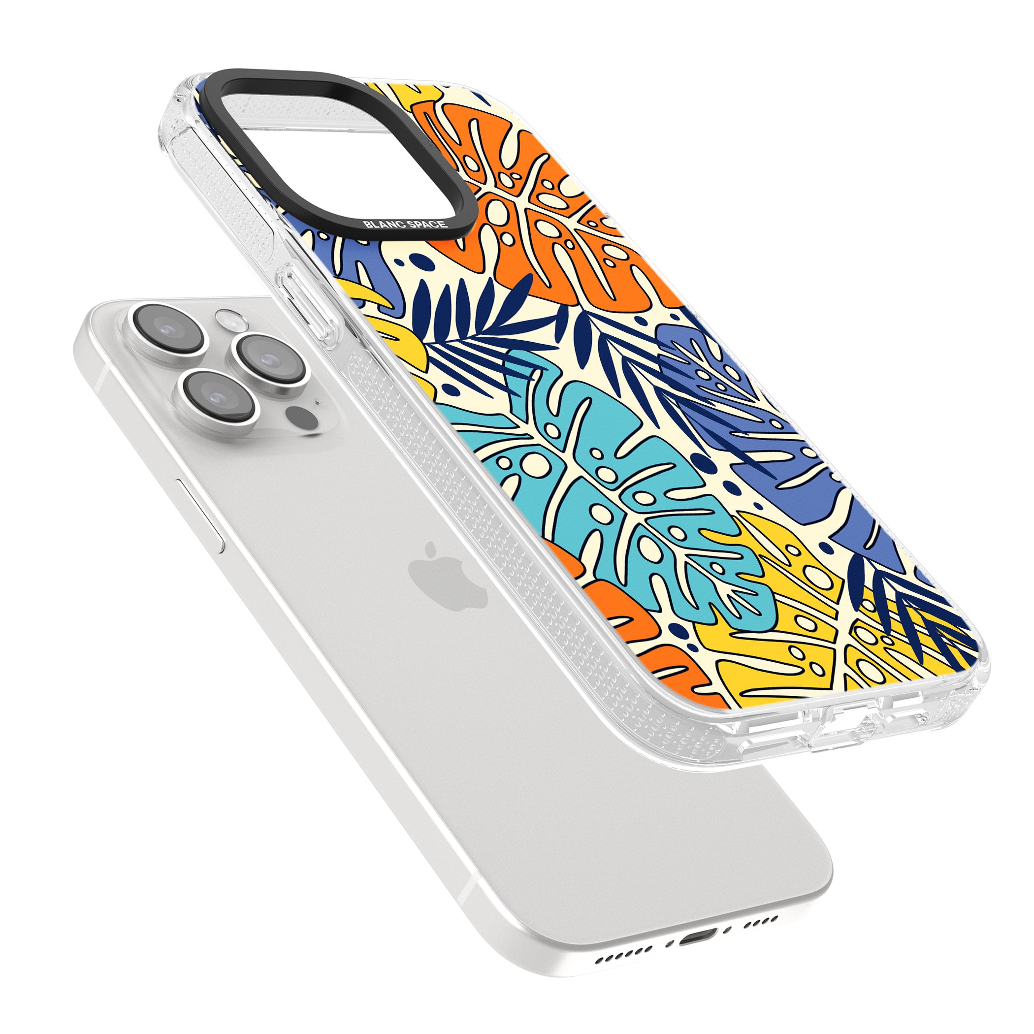 Beach Leaves iPhone 15 Pro Max / 15 Pro / 14 Pro Max / 14 Pro / 13 Pro Clear Case Impact Air - Blanc Space