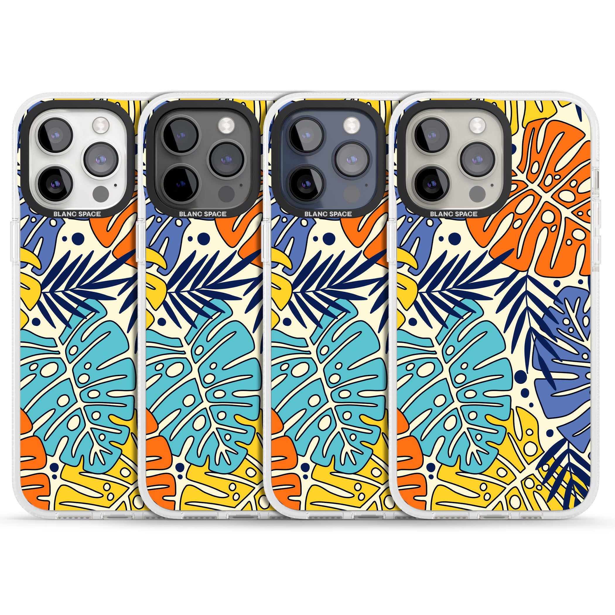 Beach Leaves iPhone 15 Pro Max / 15 Pro / 14 Pro Max / 14 Pro / 13 Pro Clear Case Impact Air - Blanc Space