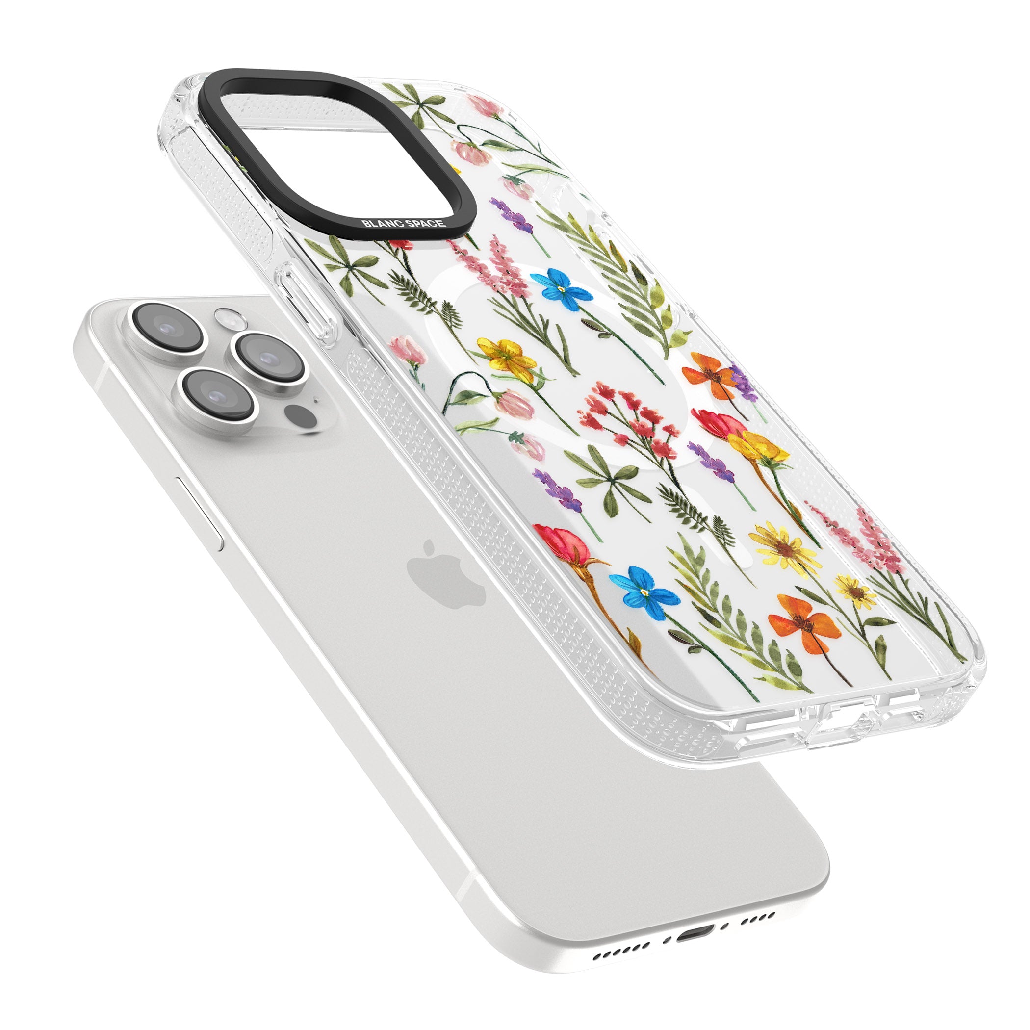 Spring Botanicals iPhone 15 Pro Max / 15 Pro / 14 Pro Max / 14 Pro / 13 Pro Clear Case Impact Air - Blanc Space