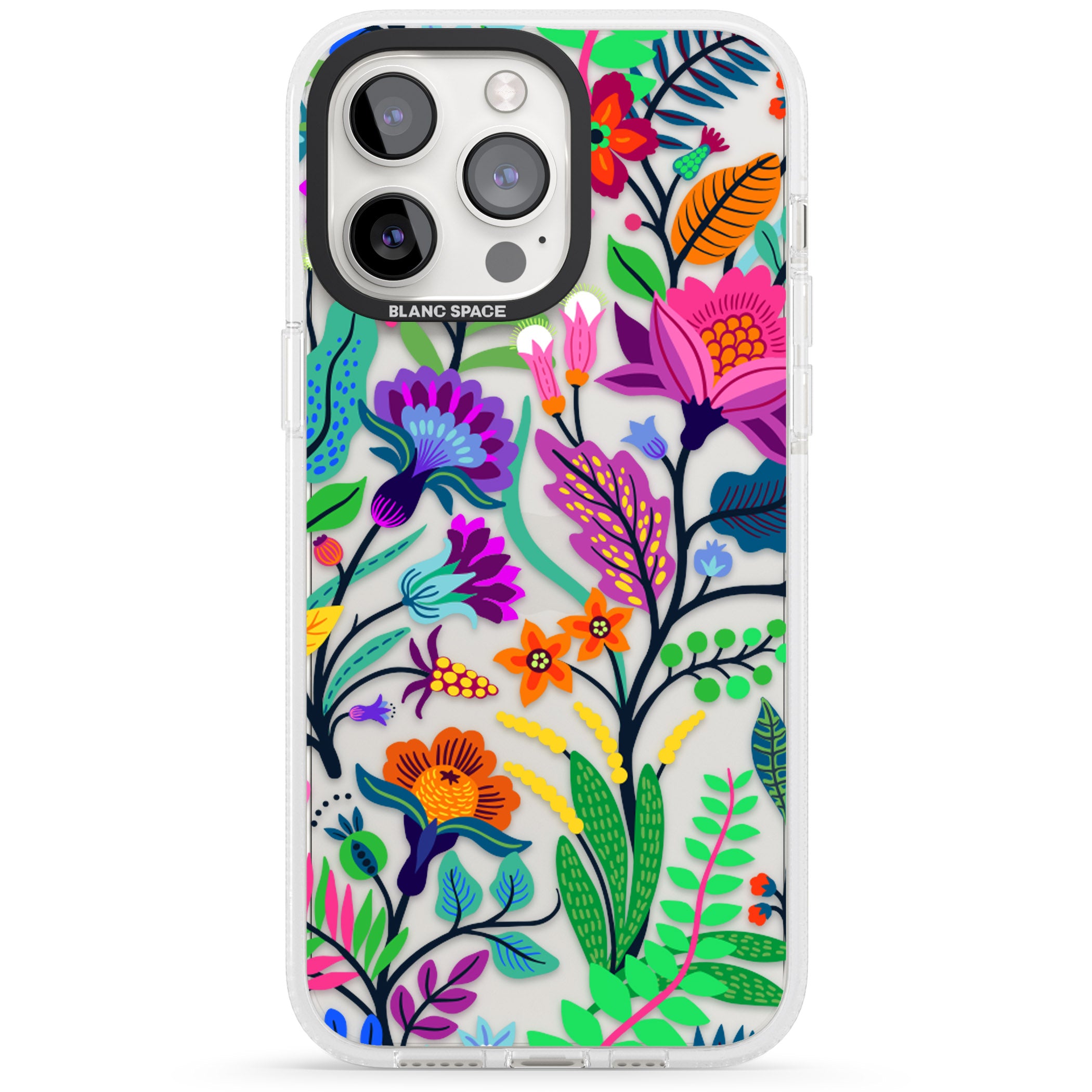 Floral Vibe iPhone 15 Pro Max / 15 Pro / 14 Pro Max / 14 Pro / 13 Pro Clear Case Impact Air - Blanc Space