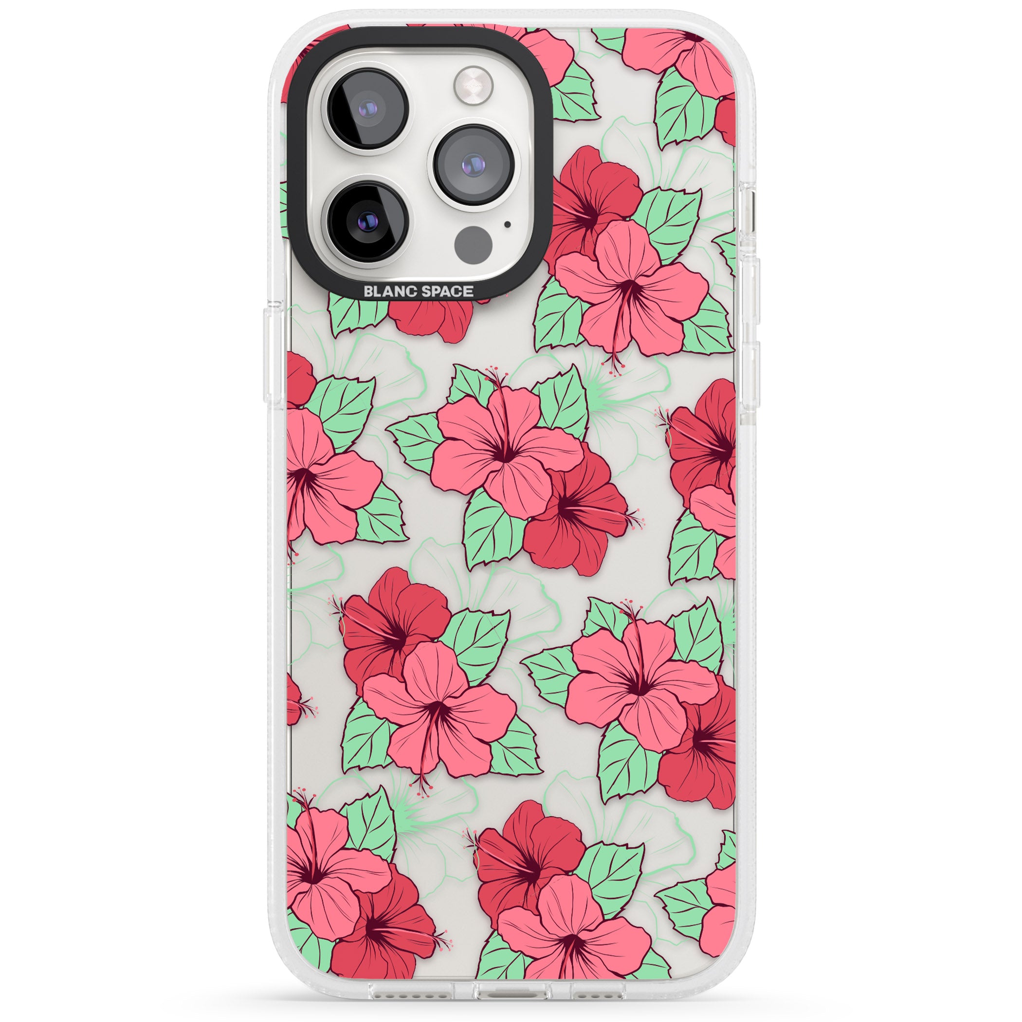 Pink Peony iPhone 15 Pro Max / 15 Pro / 14 Pro Max / 14 Pro / 13 Pro Clear Case Impact Air - Blanc Space