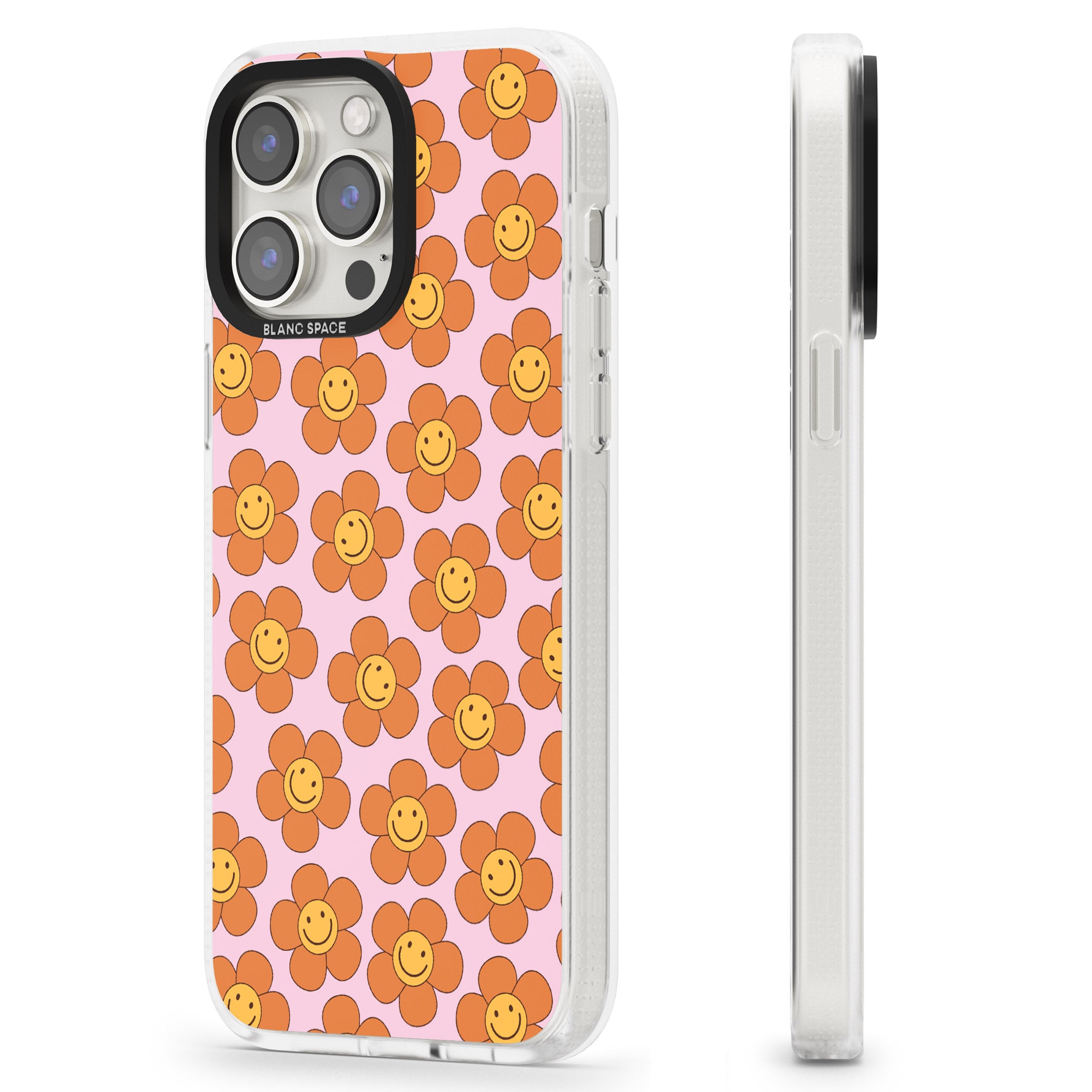 Floral Smiles iPhone 15 Pro Max / 15 Pro / 14 Pro Max / 14 Pro / 13 Pro Clear Case Impact Air - Blanc Space