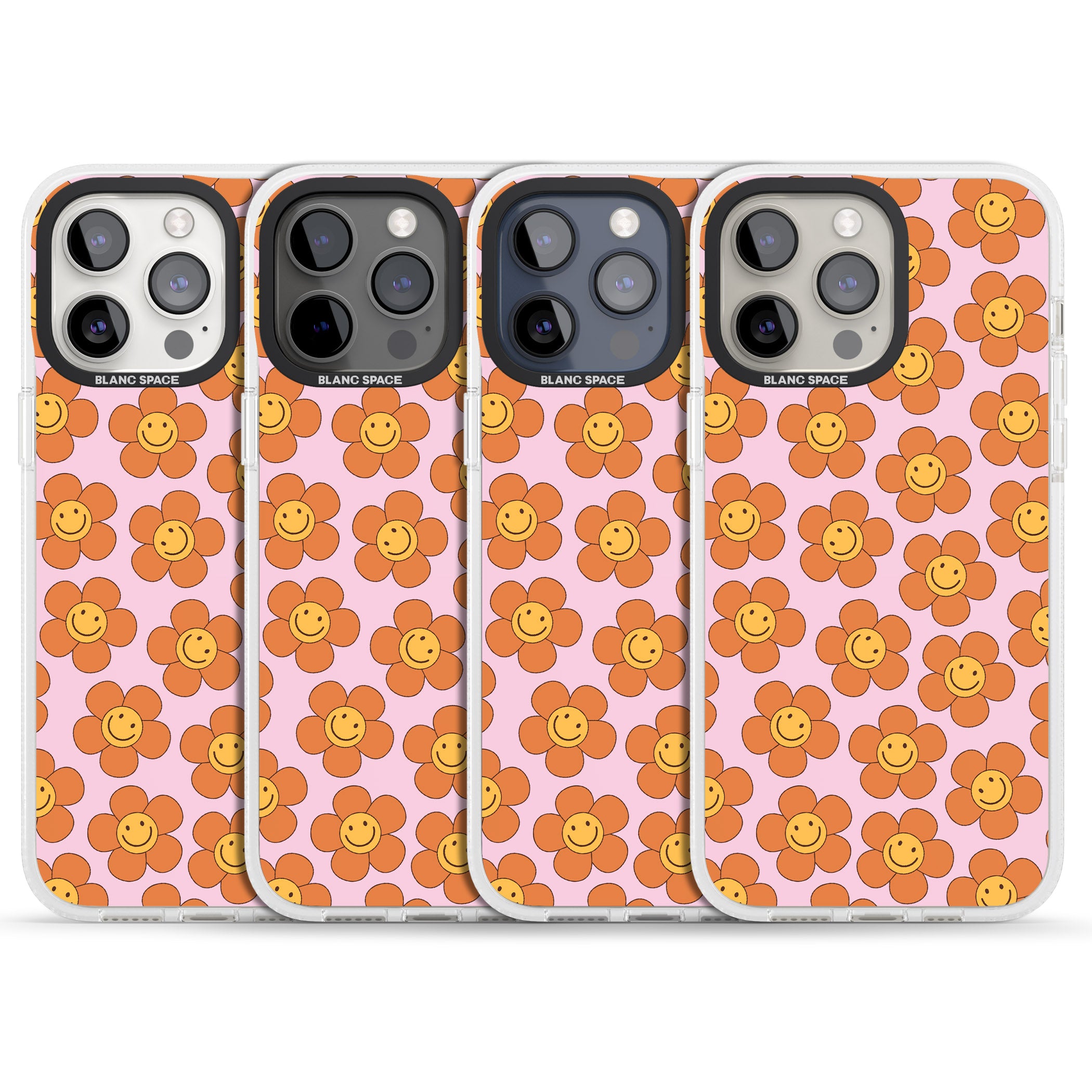 Floral Smiles iPhone 15 Pro Max / 15 Pro / 14 Pro Max / 14 Pro / 13 Pro Clear Case Impact Air - Blanc Space