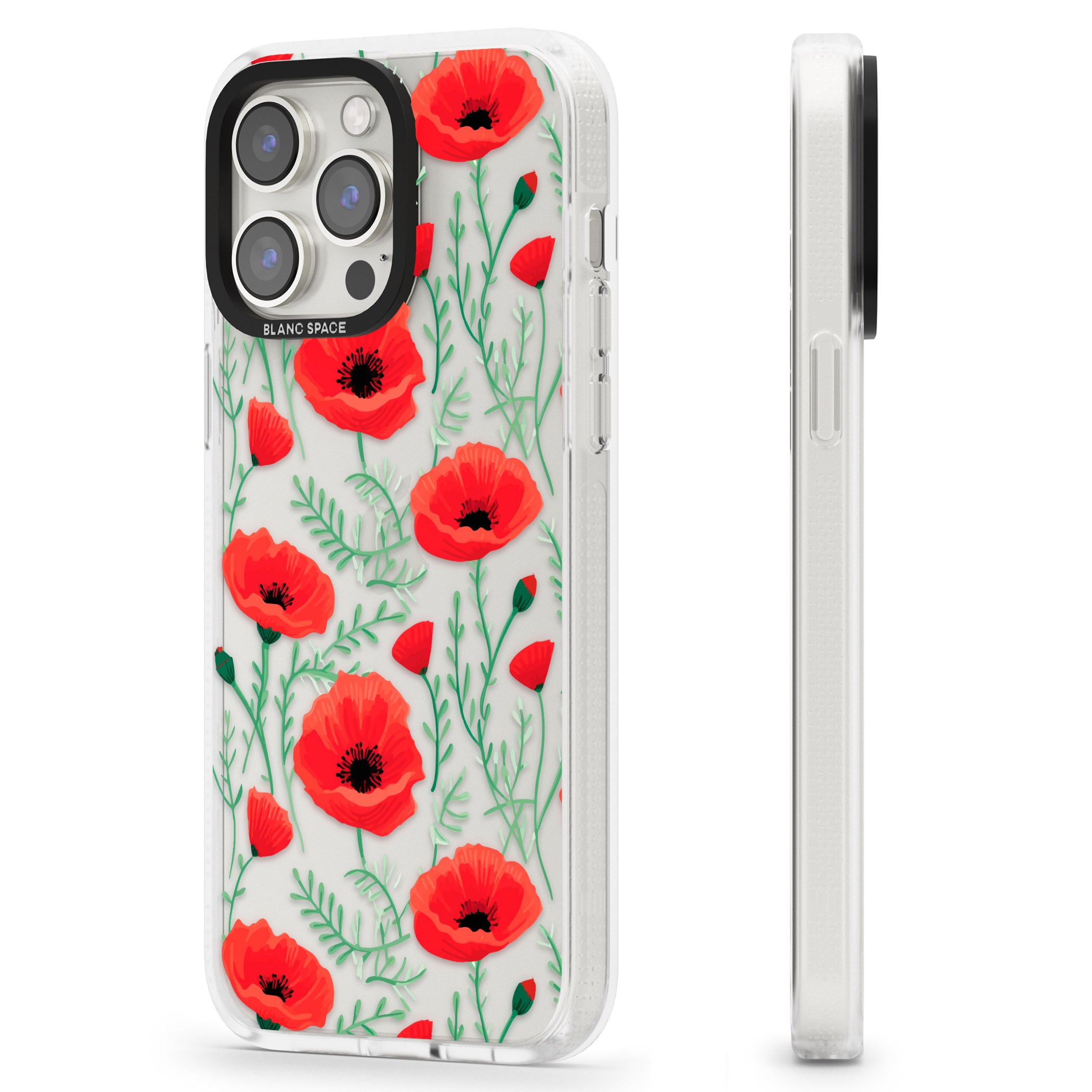 Poppy Garden iPhone 15 Pro Max / 15 Pro / 14 Pro Max / 14 Pro / 13 Pro Clear Case Impact Air - Blanc Space