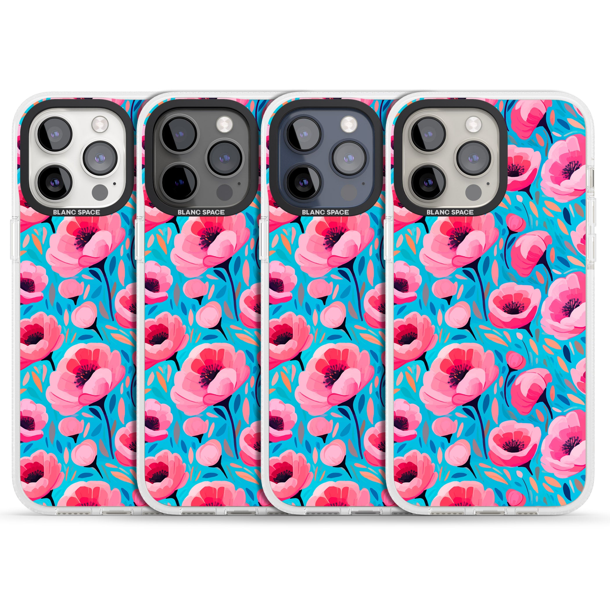 Tropical Pink Poppies iPhone 15 Pro Max / 15 Pro / 14 Pro Max / 14 Pro / 13 Pro Clear Case Impact Air - Blanc Space