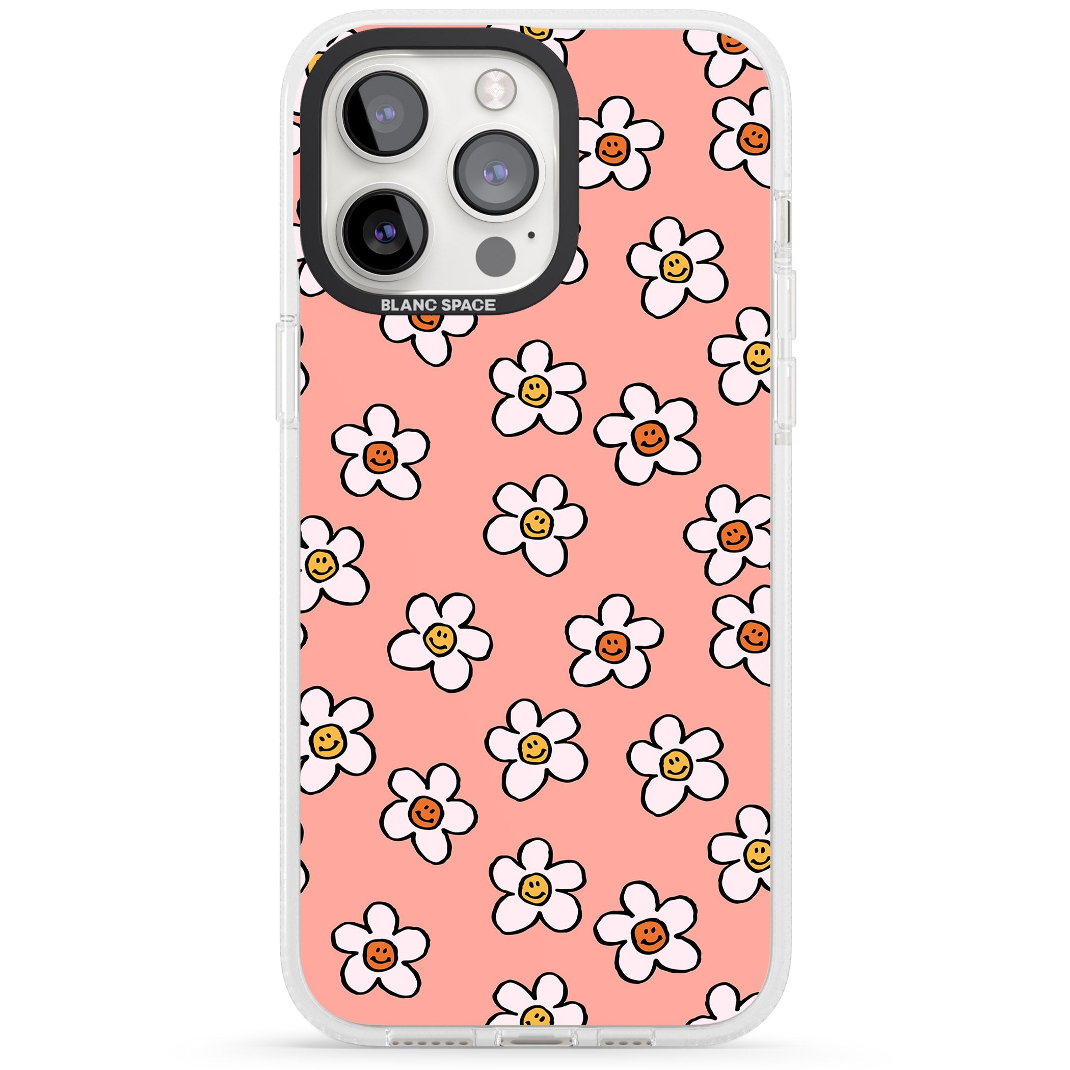 Peachy Daisy Smiles iPhone 15 Pro Max / 15 Pro / 14 Pro Max / 14 Pro / 13 Pro Clear Case Impact Air - Blanc Space