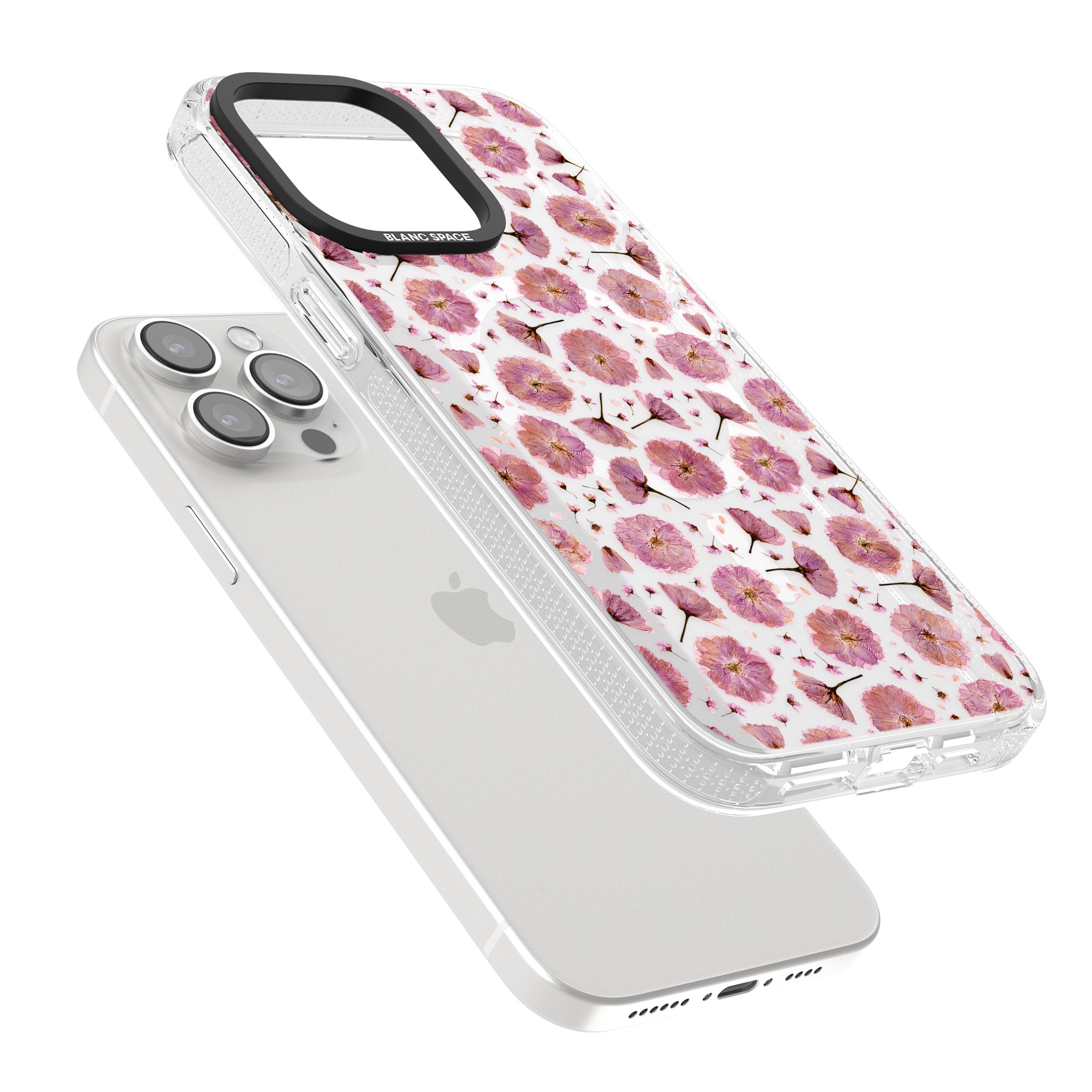 Pink Flowers & Blossoms Transparent Design iPhone 15 Pro Max / 15 Pro / 14 Pro Max / 14 Pro / 13 Pro Clear Case Impact Air - Blanc Space