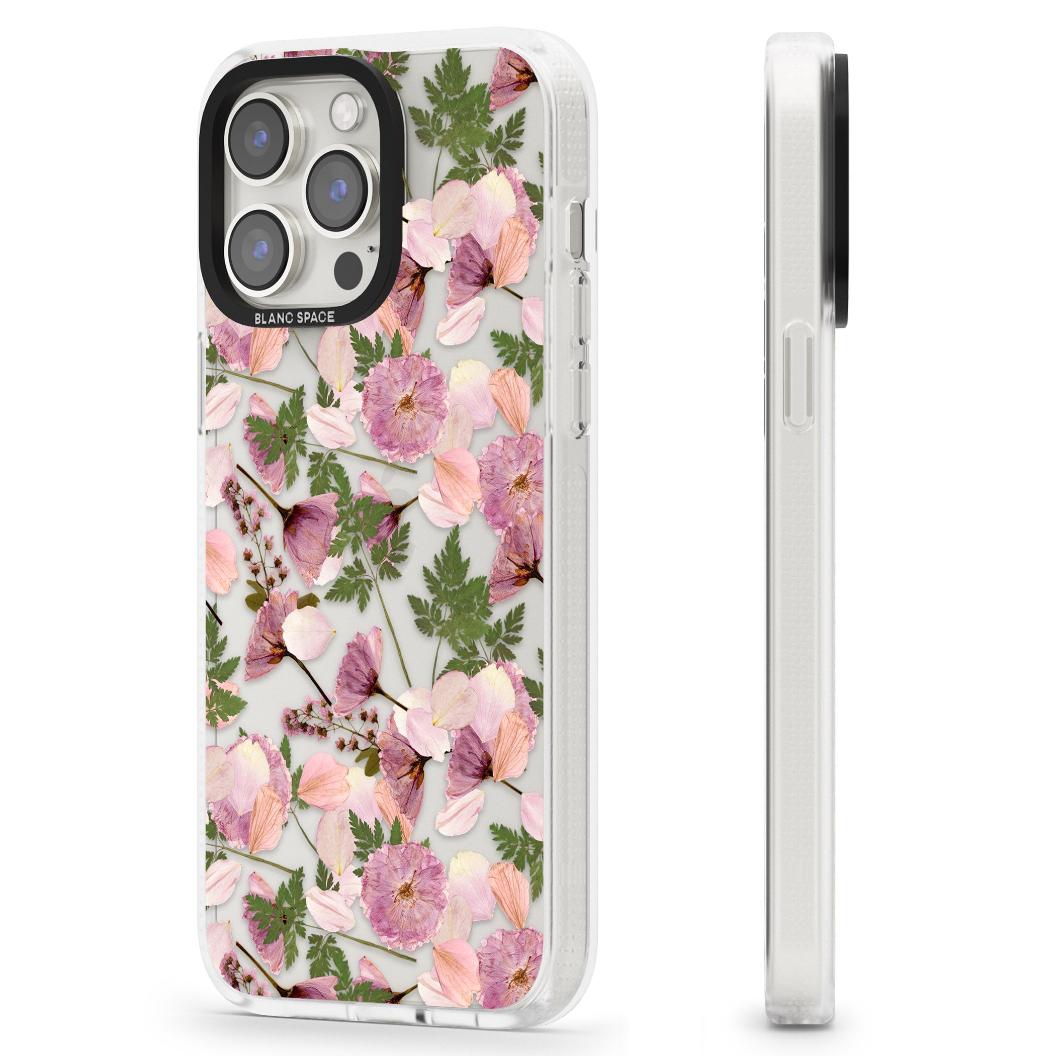 Leafy Floral Pattern Transparent Design iPhone 15 Pro Max / 15 Pro / 14 Pro Max / 14 Pro / 13 Pro Clear Case Impact Air - Blanc Space