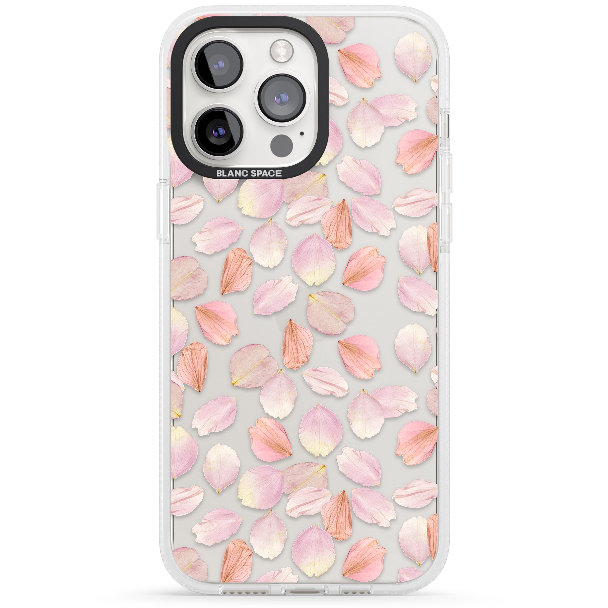 Pink Petals Transparent Design iPhone 15 Pro Max / 15 Pro / 14 Pro Max / 14 Pro / 13 Pro Clear Case Impact Air - Blanc Space