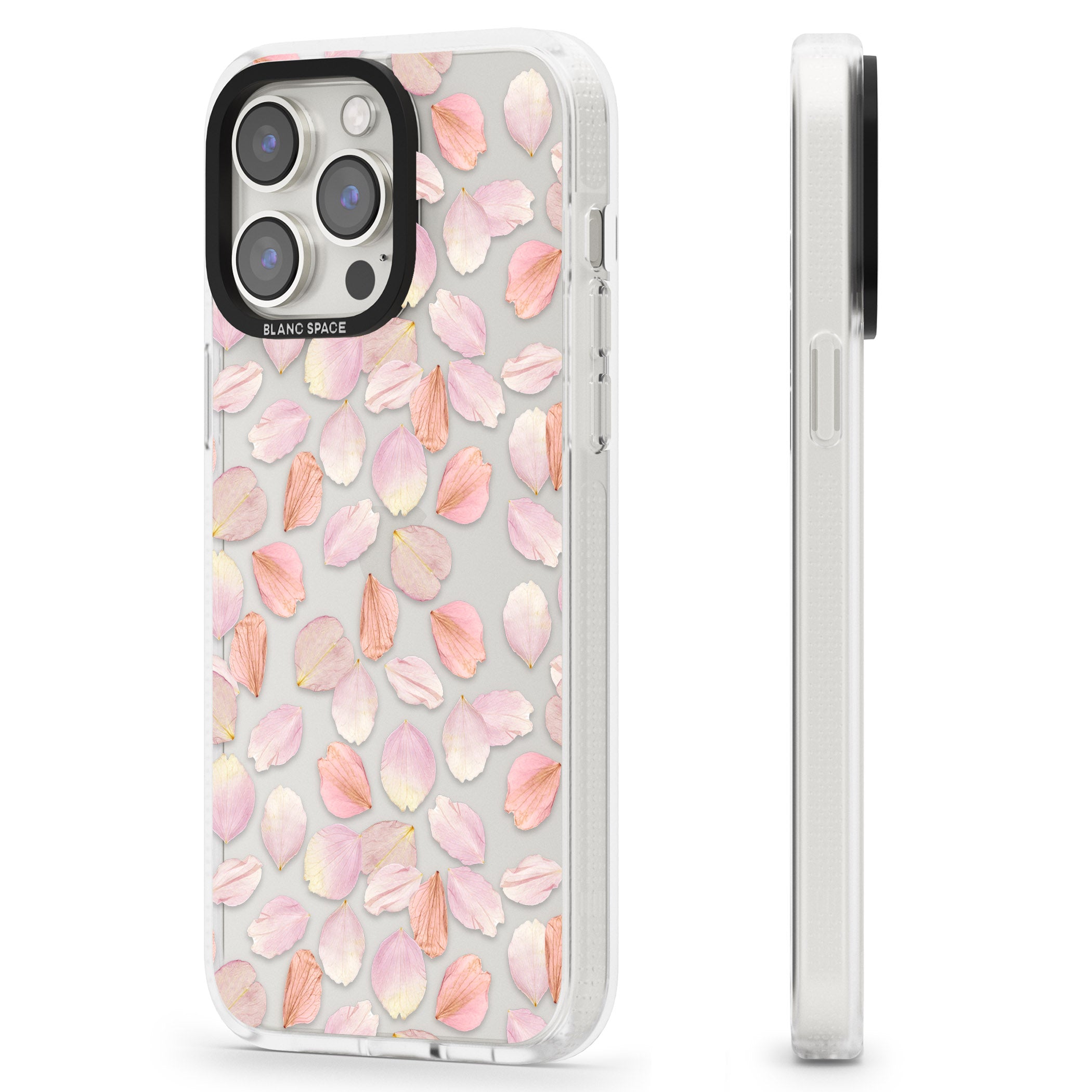 Pink Petals Transparent Design iPhone 15 Pro Max / 15 Pro / 14 Pro Max / 14 Pro / 13 Pro Clear Case Impact Air - Blanc Space